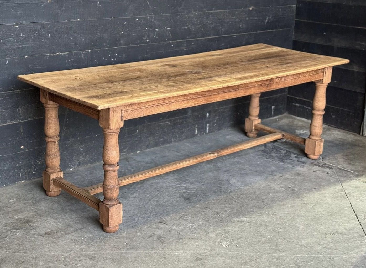 French Bleached Oak Farmhouse Dining Table