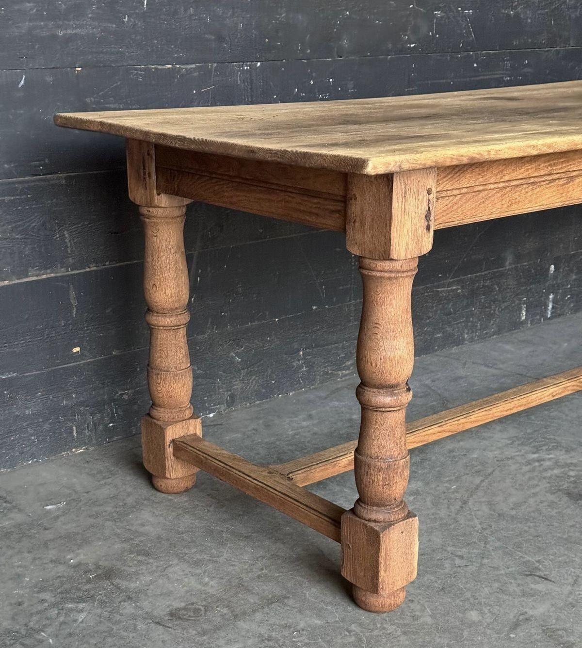French Bleached Oak Farmhouse Dining Table photo furniture