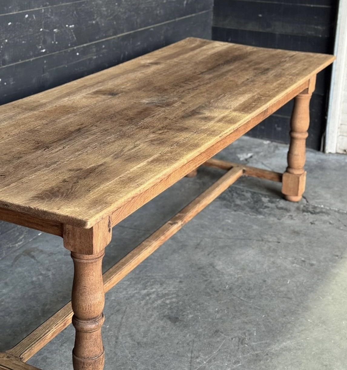 French Bleached Oak Farmhouse Dining Table photo vinterior