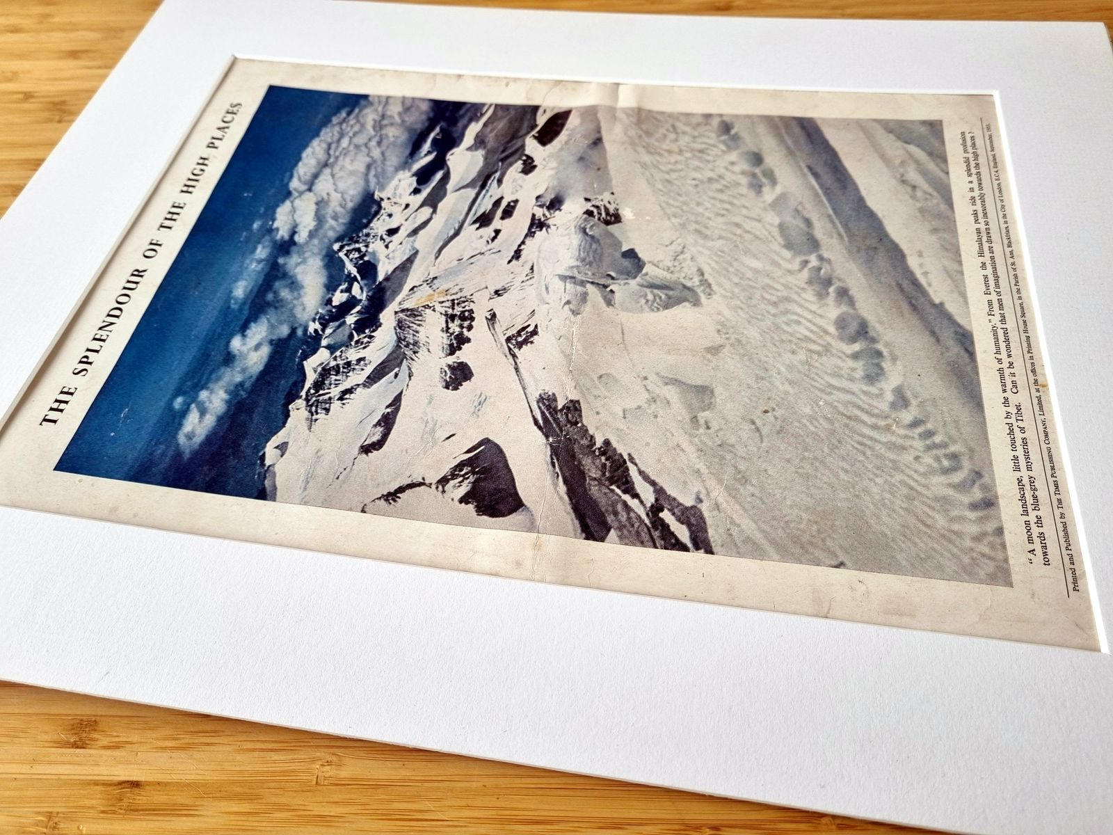 Vintage Everest Colour Page, The Splendour Of The High Places, 1953 Mountaineering Photograph, Himalayan Exploration Wall Art photo vinterior