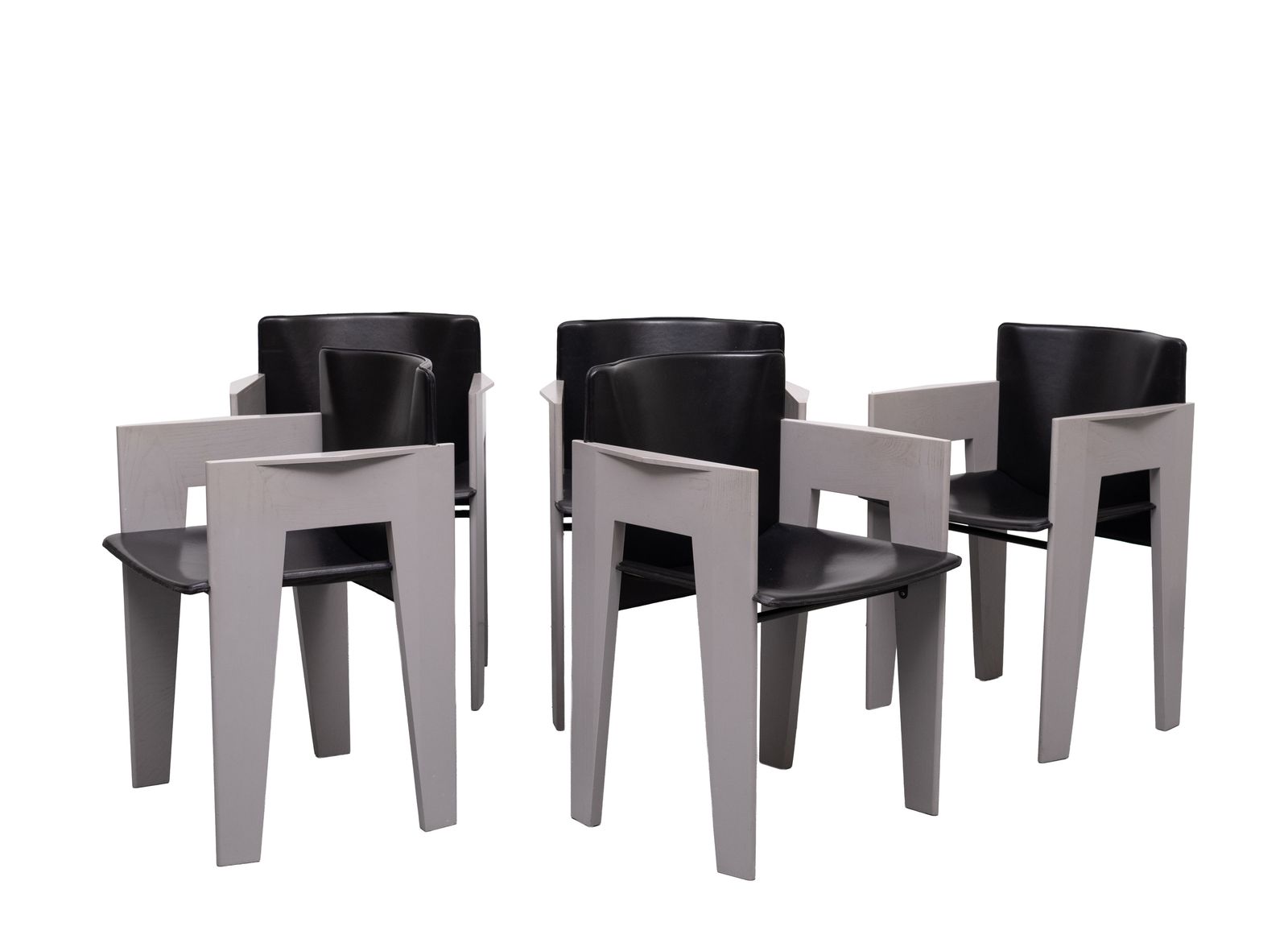 Stunning Leather & Wood Dining Chairs By Arnold Merckx For Arco, C.1980 photo Furniture
