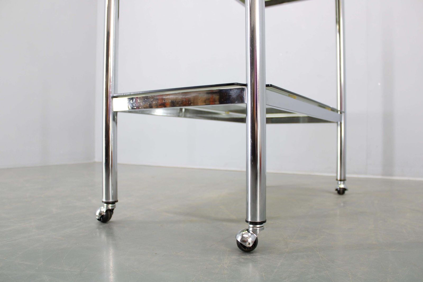 photo for sale Mid Century Smoked Glass Serving Cart, Italy, 1970s