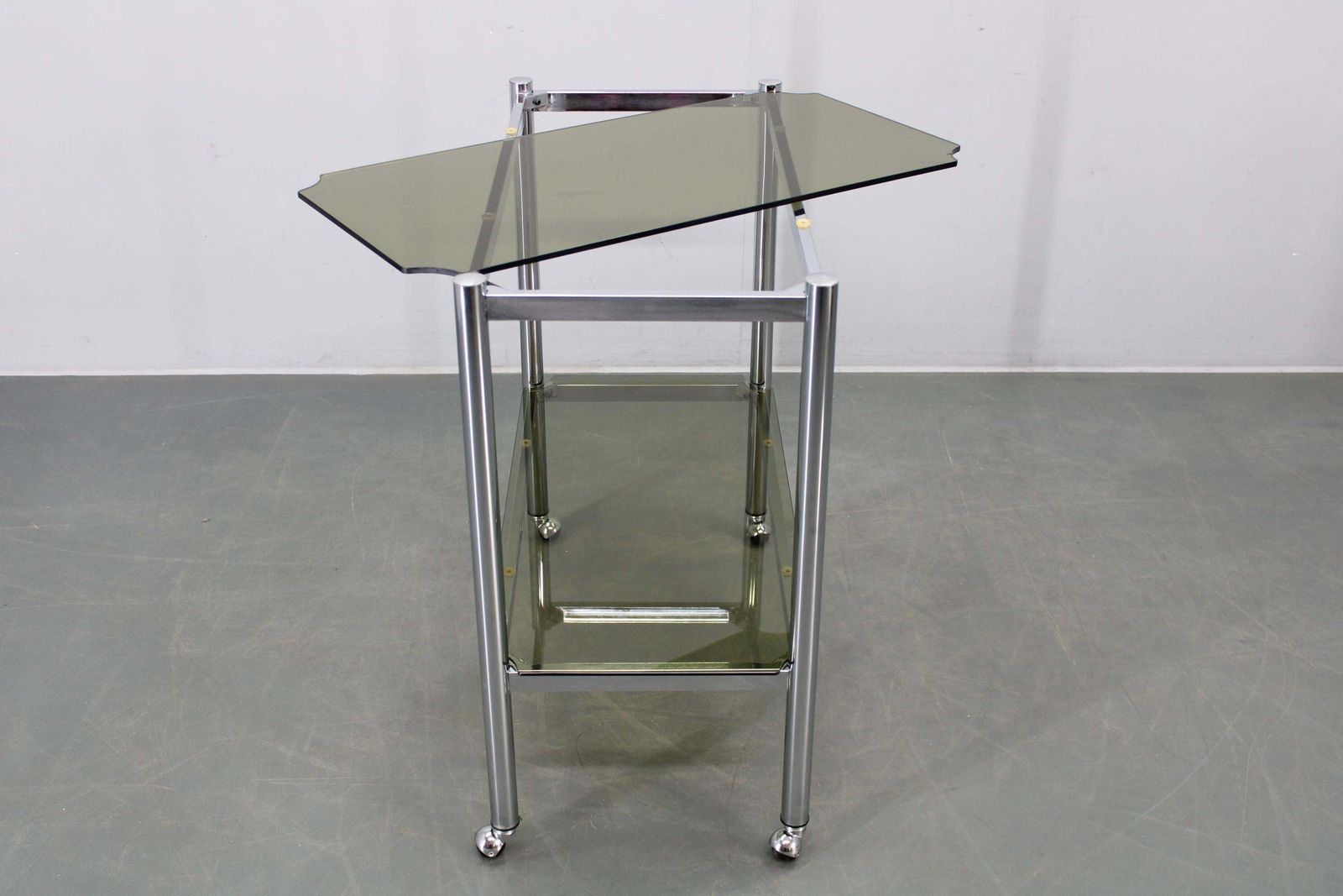 Home Decor Mid Century Smoked Glass Serving Cart, Italy, 1970s photo