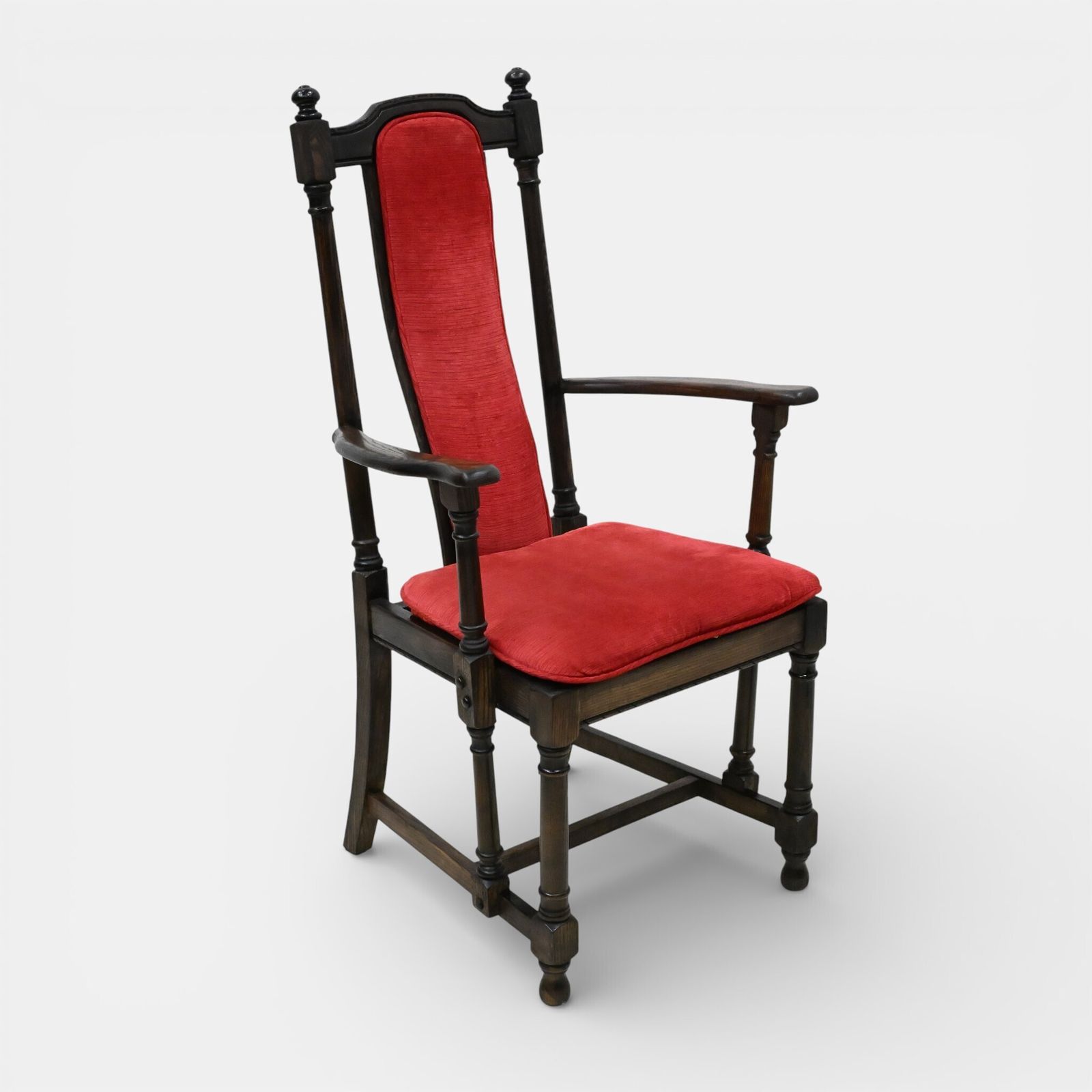 photo furniture 8 Ercol Hampton Dining Chairs Including 2 Carvers Red Upholstey Free Uk Delivery