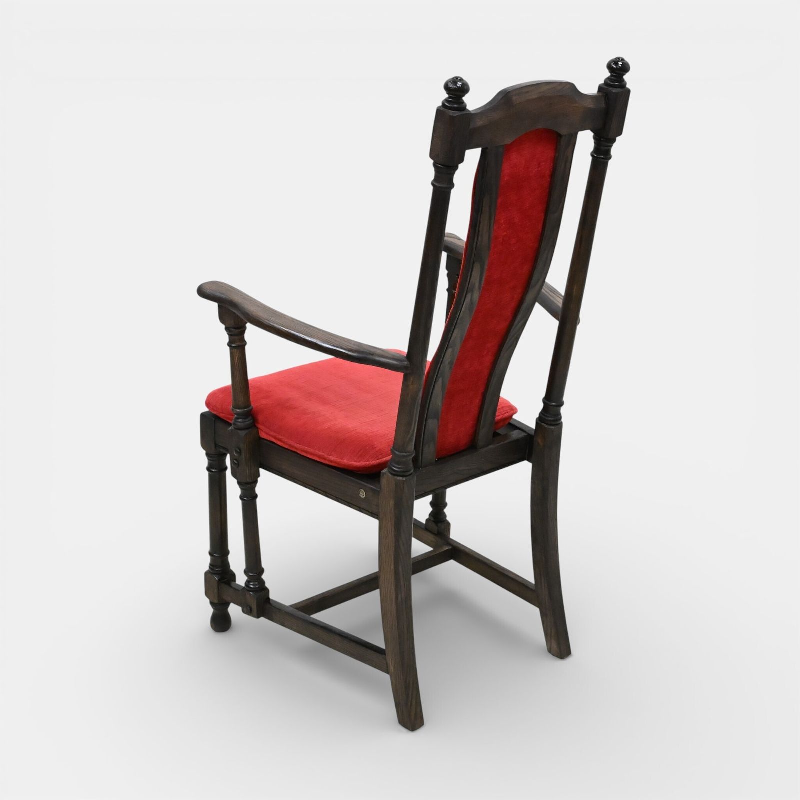 photo vintage 8 Ercol Hampton Dining Chairs Including 2 Carvers Red Upholstey Free Uk Delivery