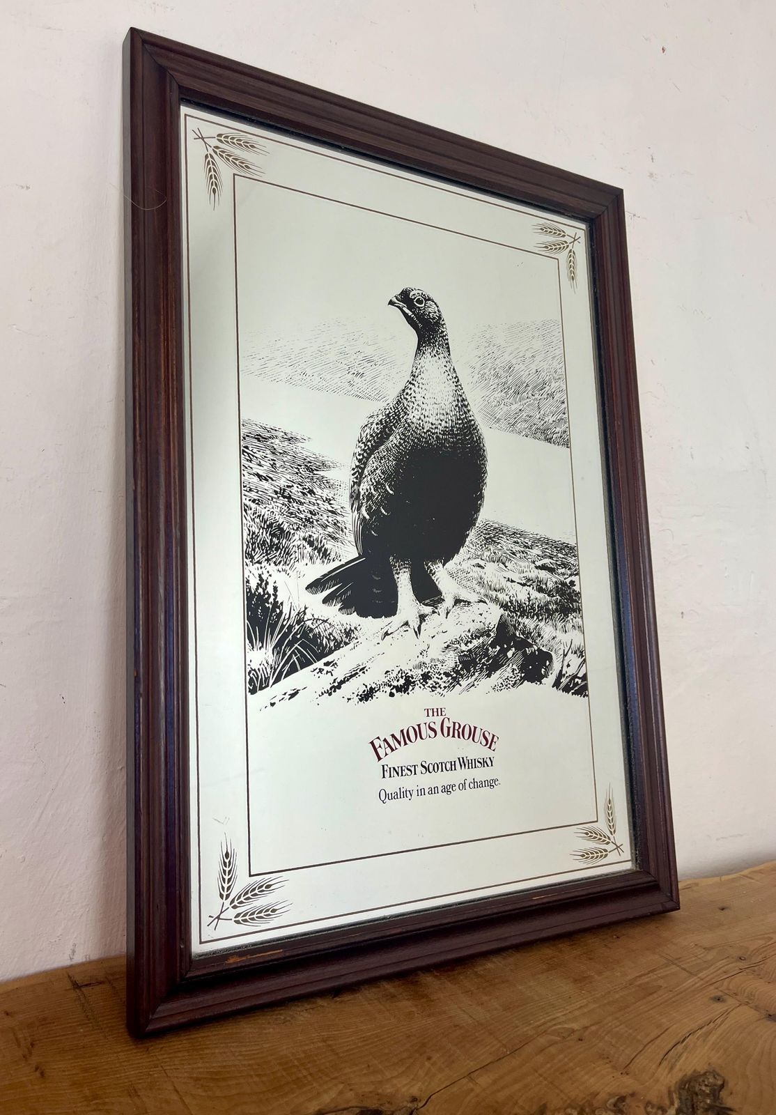 Vintage Advertising Mirror, Famous Grouse Finest Scotch Whisky, Pub Distillery Collectible photo vinterior