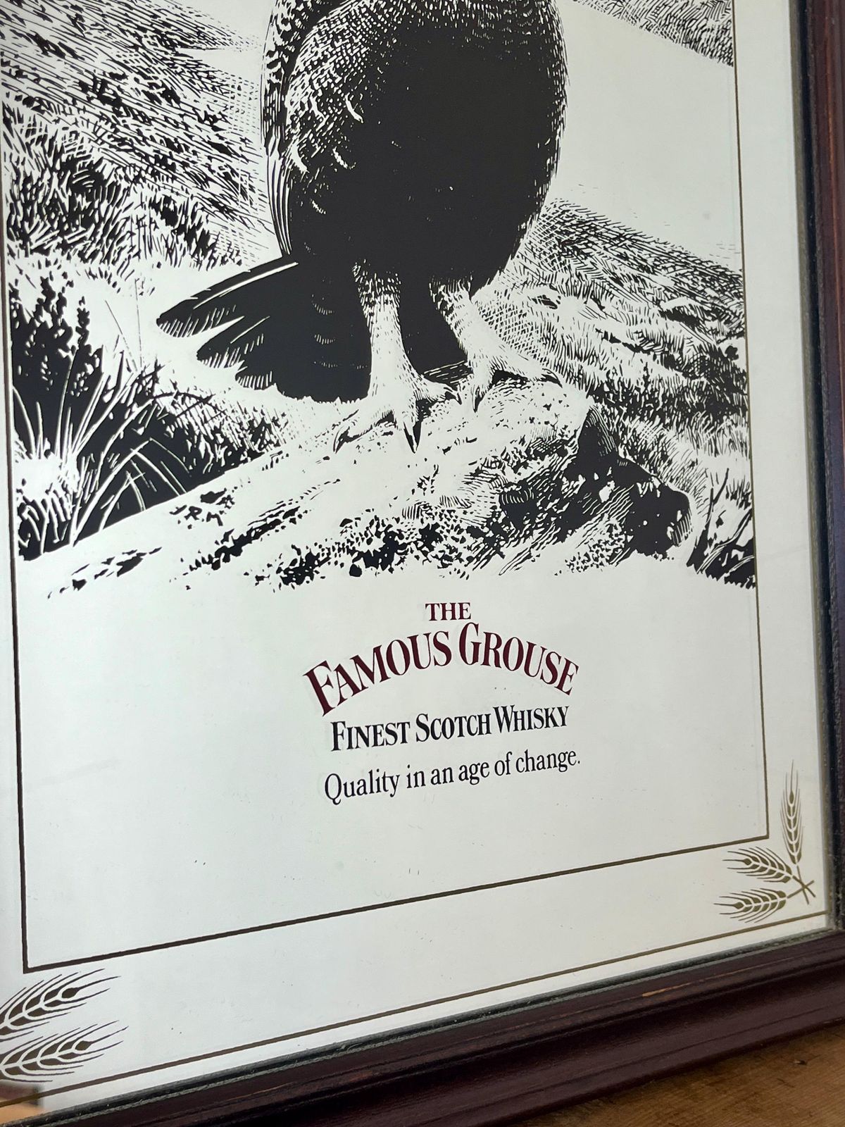 Vintage Advertising Mirror, Famous Grouse Finest Scotch Whisky, Pub Distillery Collectible photo vintage