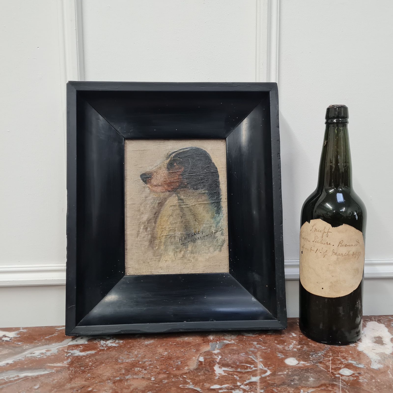 Lovely Antique Painting Of Gordon Setter Dog 1922 Free Delivery Uk photo Art