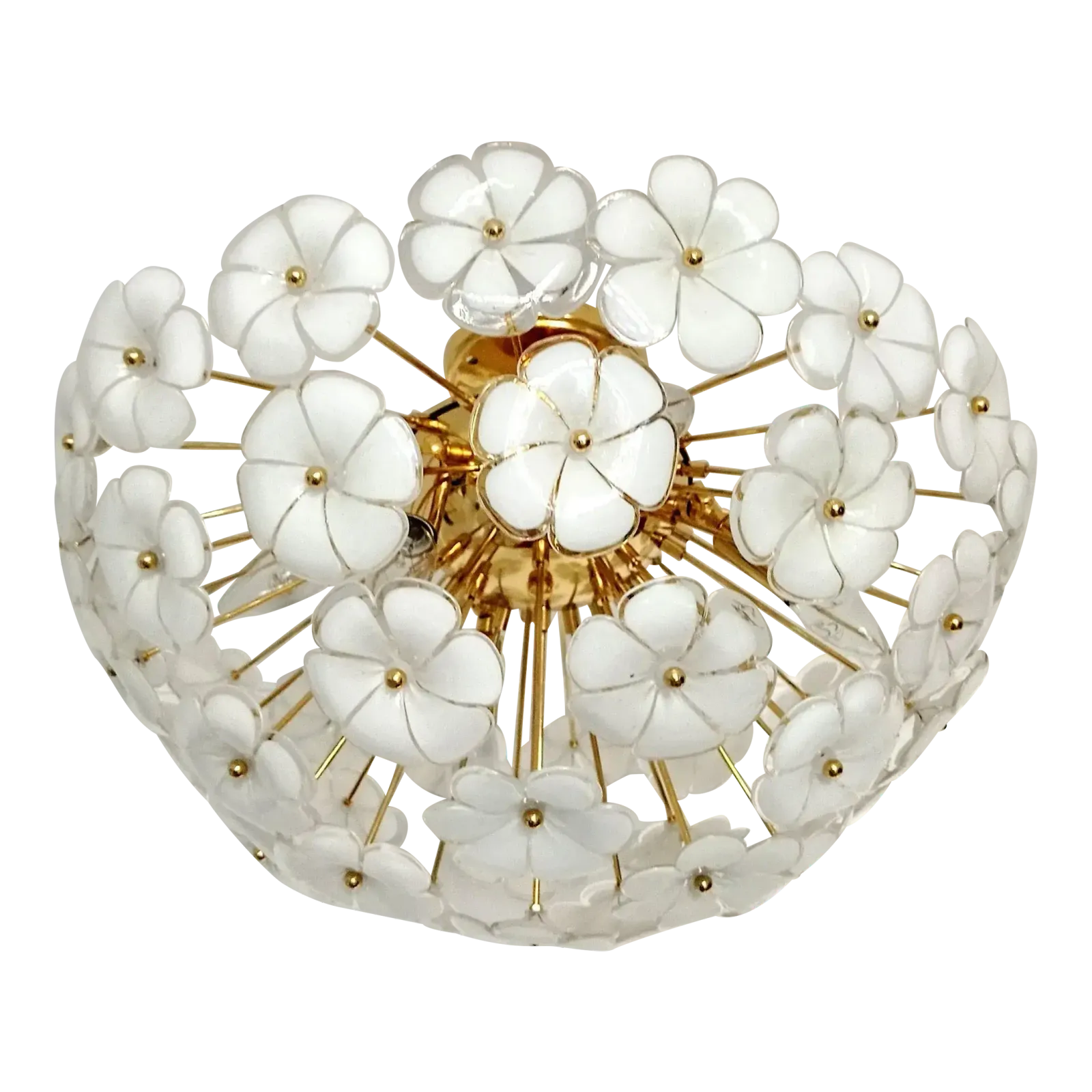 1980s Murano White Sputnik Calla Lily Light Chandelier