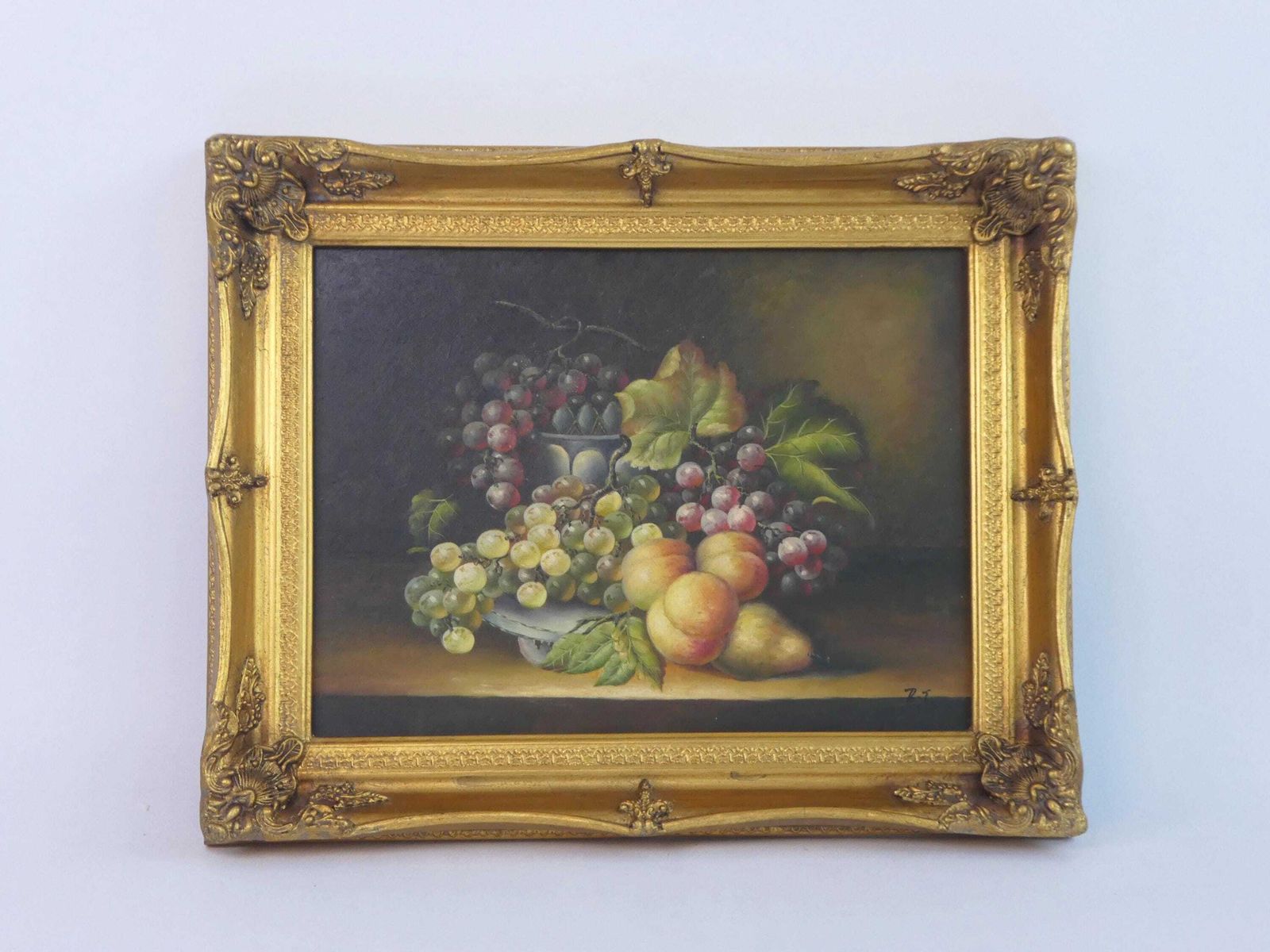 Biggs & Sons Vintage Still Life Painting, Gold Gilt Framed Fruit Painting, Signed Wall Art photo vinterior