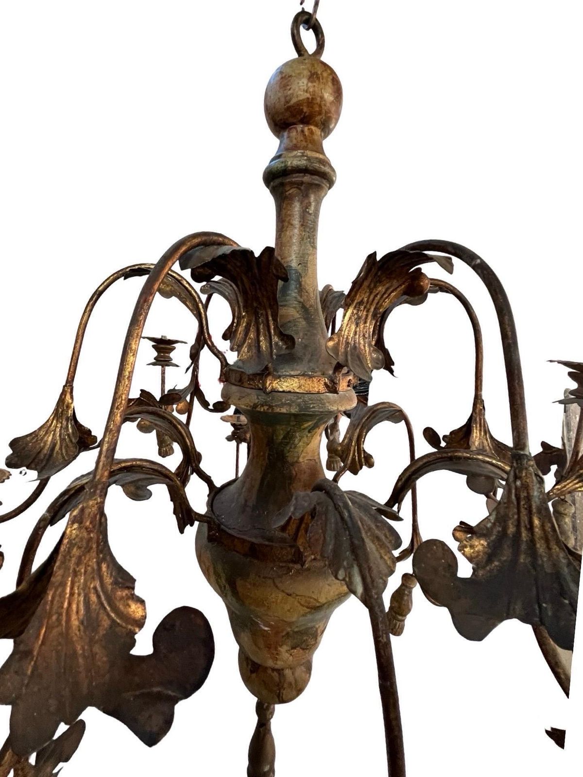 4238.0 20th Century Italian Iron And Wood Pair Of Chandeliers photo