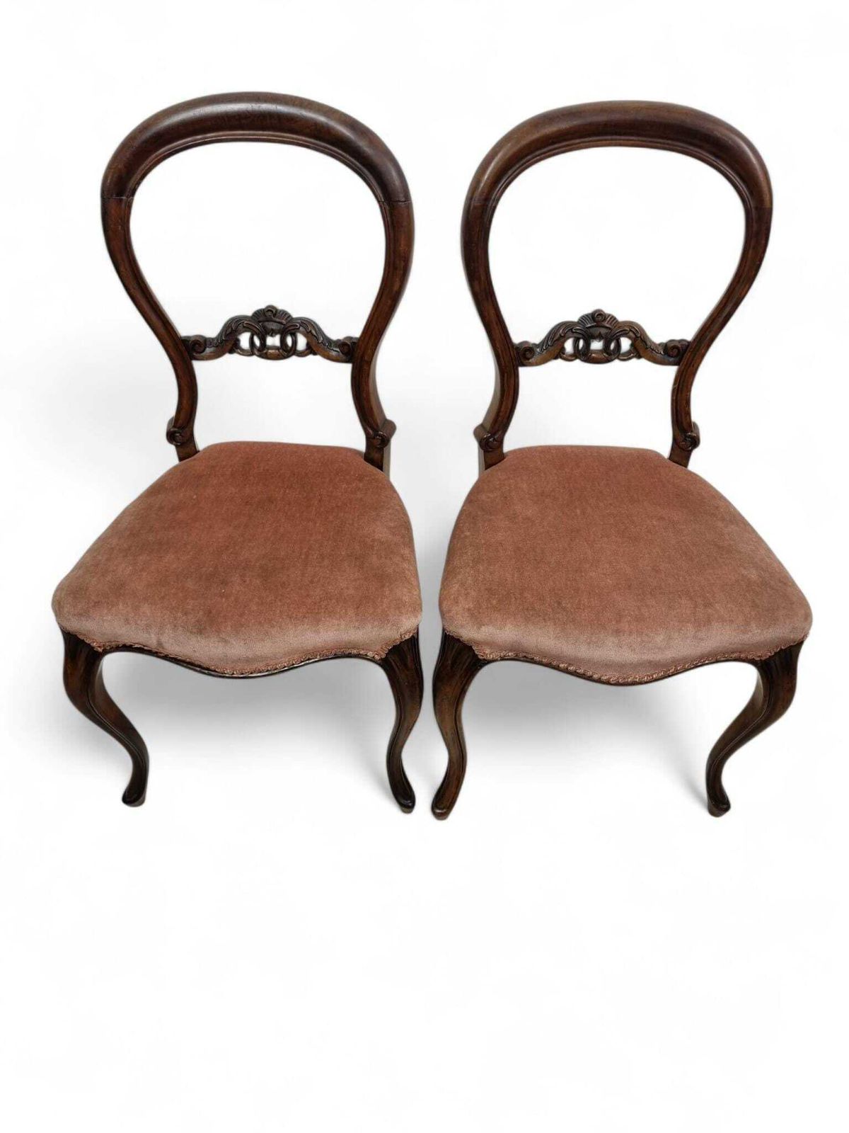 Antique Victorian Balloon Back Chairs / Set Of 2 / C. 1880–1900 / Carved Details photo vinterior