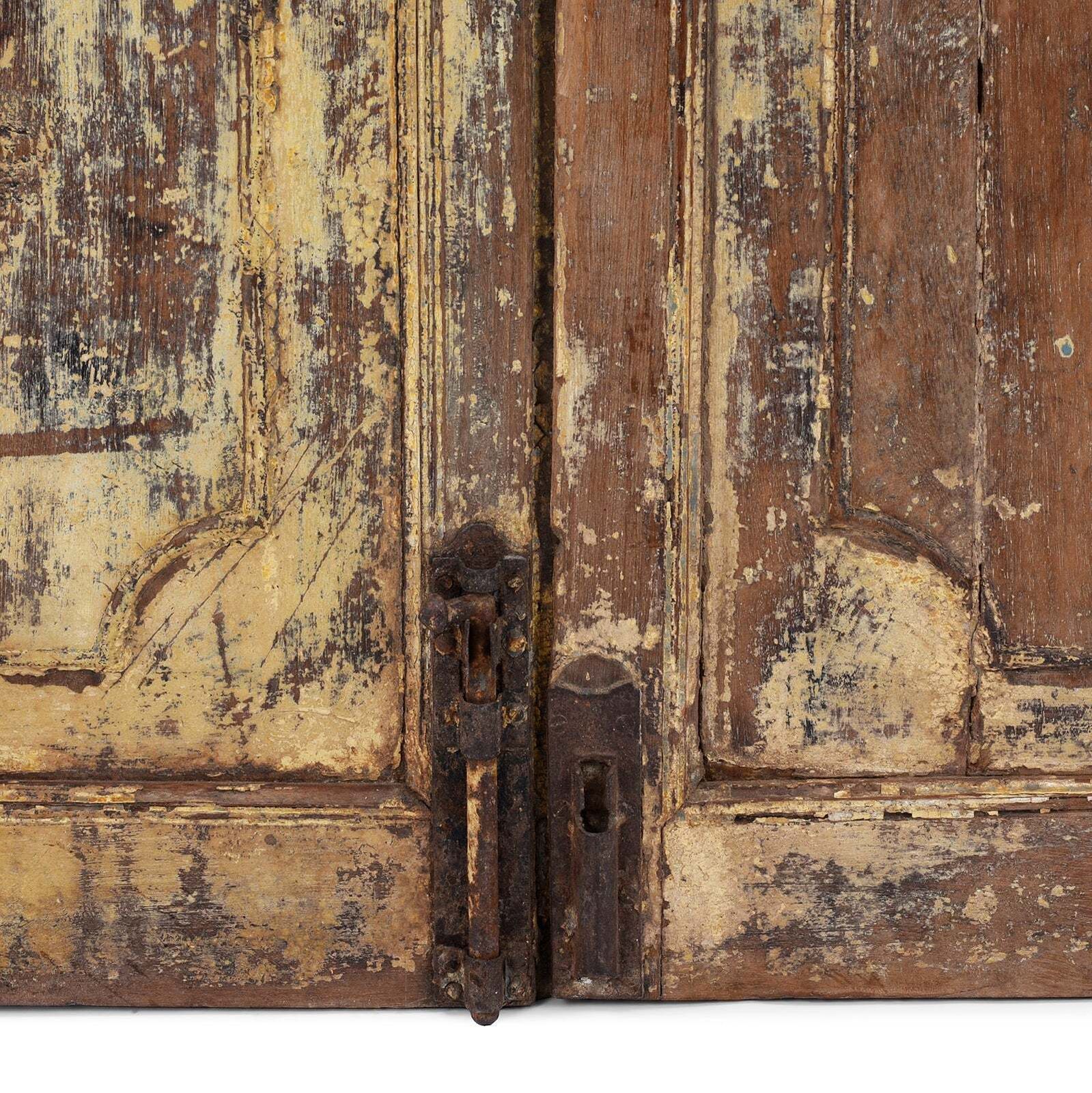 Painted Glazed Indian Doors From Gujarat   19th Century photo for sale