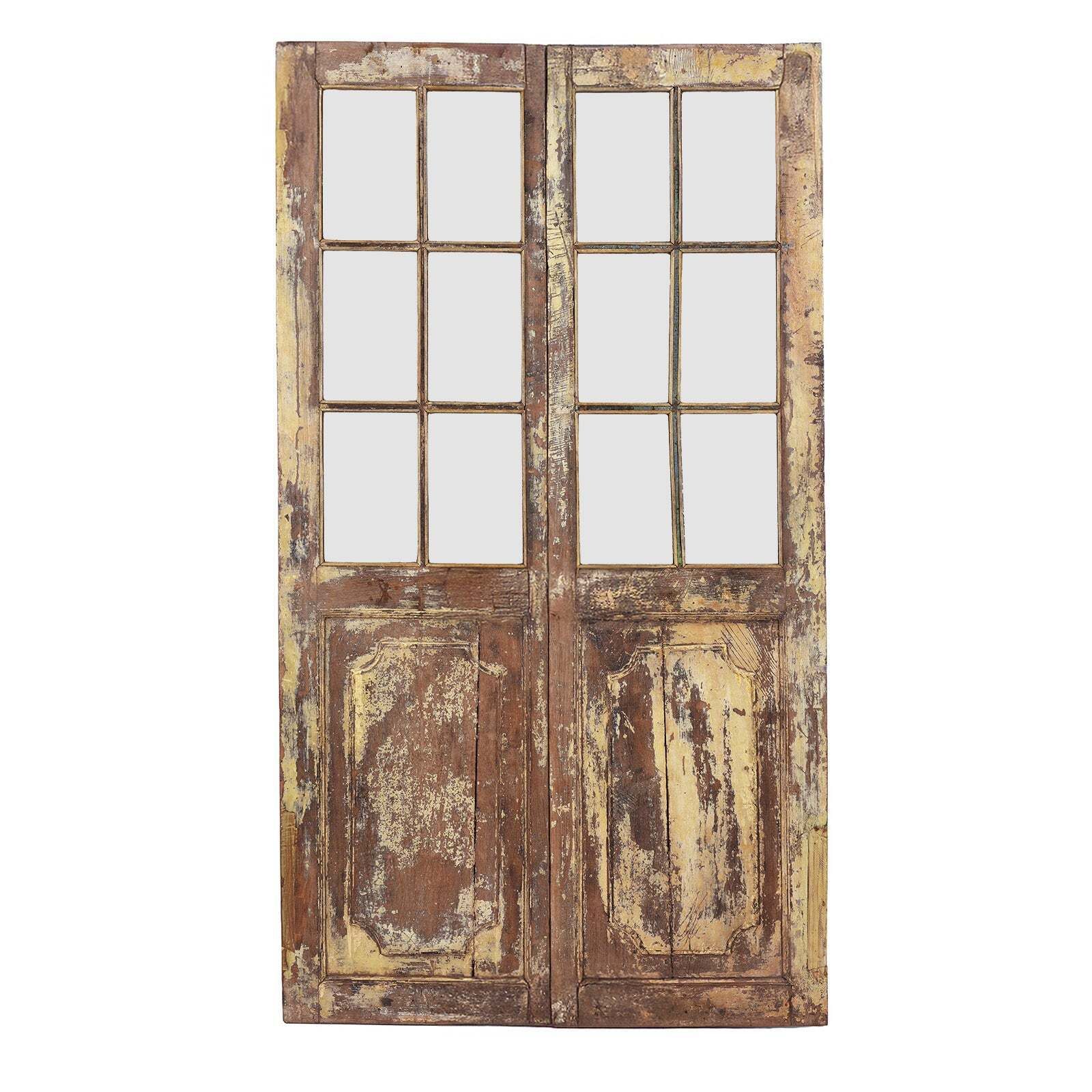 Painted Glazed Indian Doors From Gujarat   19th Century photo 985.0