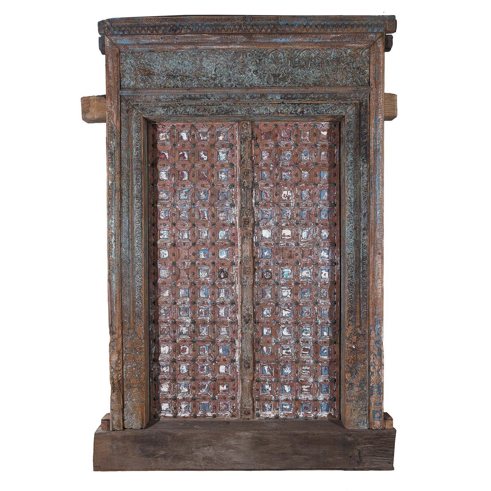 Painted & Carved Door From The Punjab   19th Century