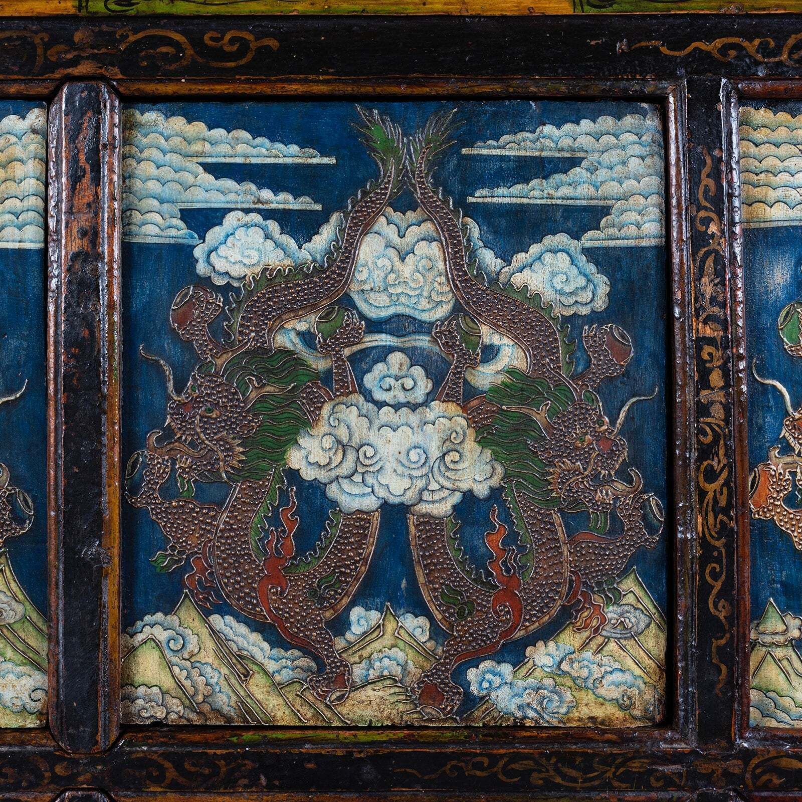 Tibetan Painted Altar Cabinet With Later Painting photo vinterior