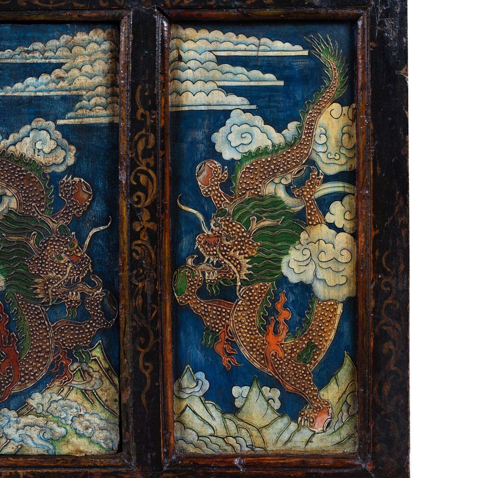 Tibetan Painted Altar Cabinet With Later Painting photo vintage