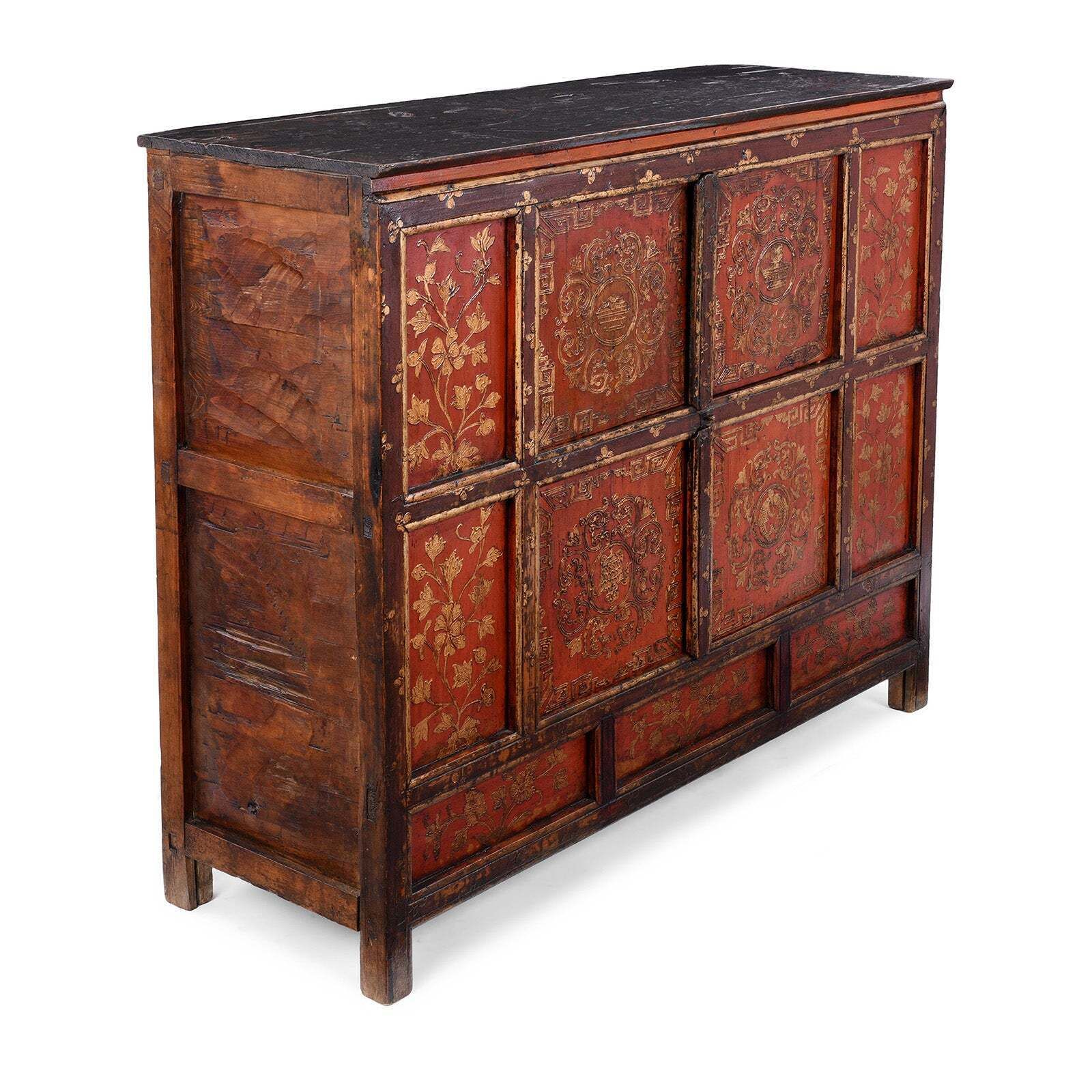 Red & Gold Painted Tibetan Altar Cabinet  19th Century photo 3245.0