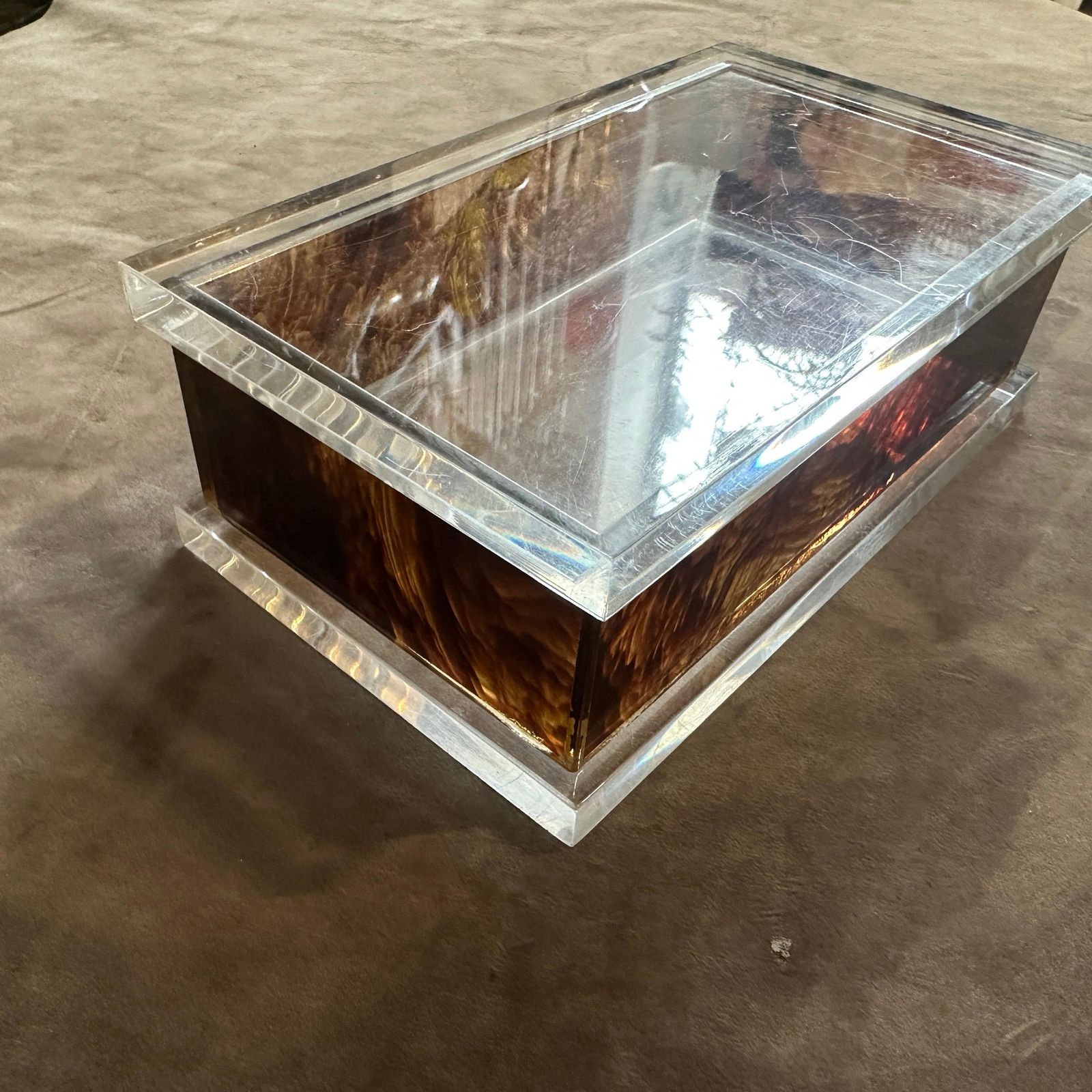 Home Decor 1970s Clear And Faux Tortoiseshell Lucite Vanity Box In The Manner Of Dior Home photo
