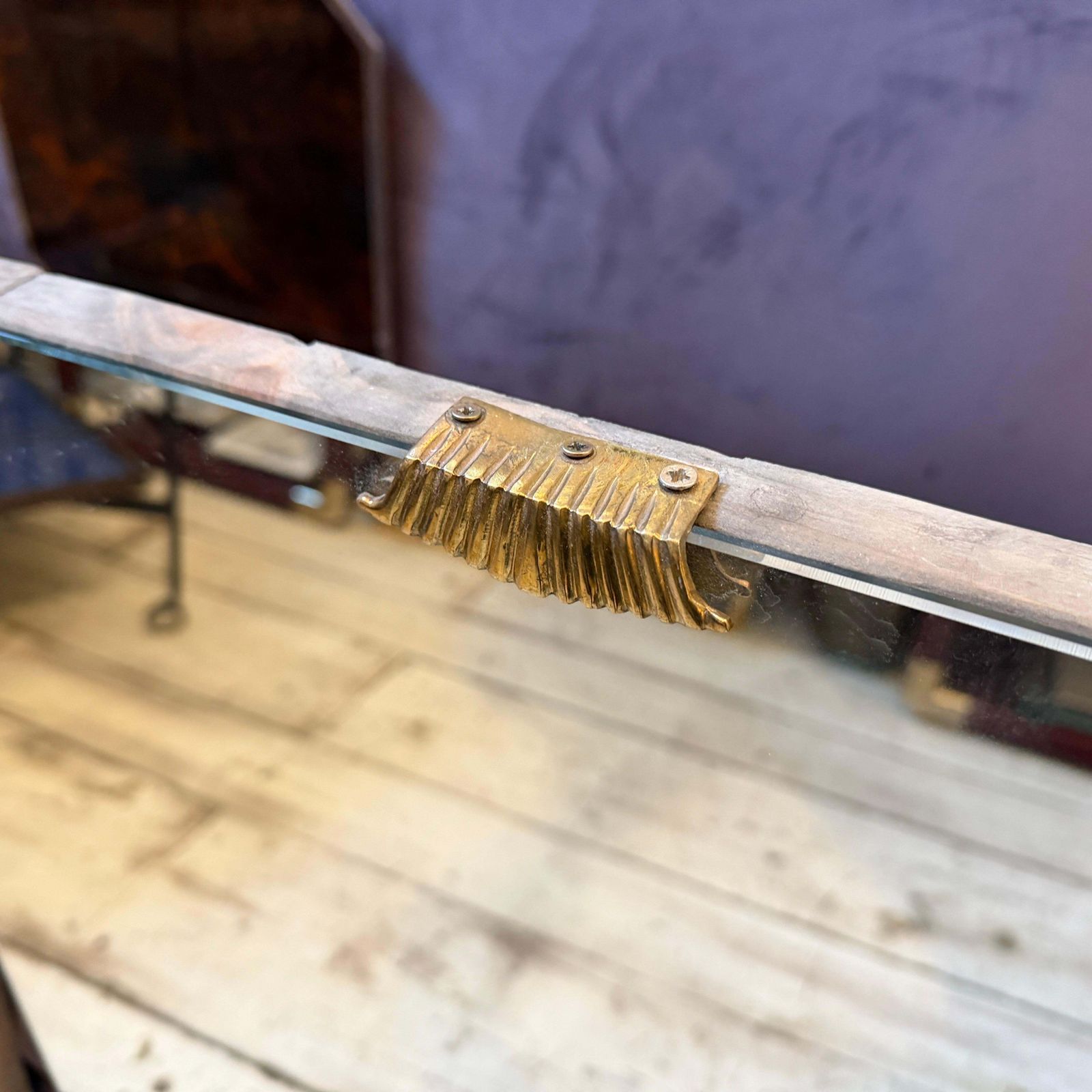 Home Decor Two 1950s Gio Ponti Style Mid Century Modern Wood And Brass Wall Mirrors photo