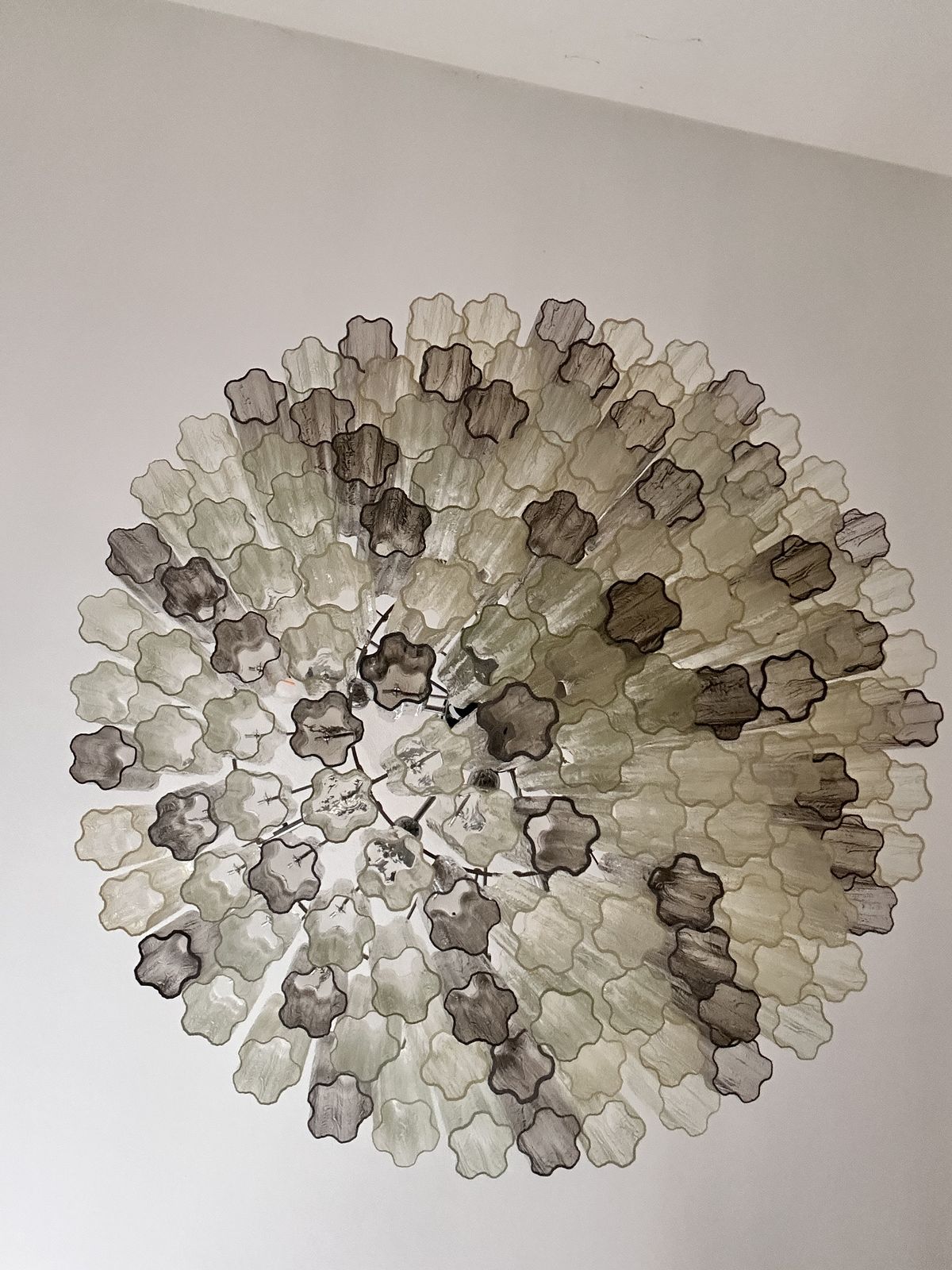 Luxury Huge Champagne E Fumè “Tronchi” Murano Glass Chandelier In Venini Style. photo vintage