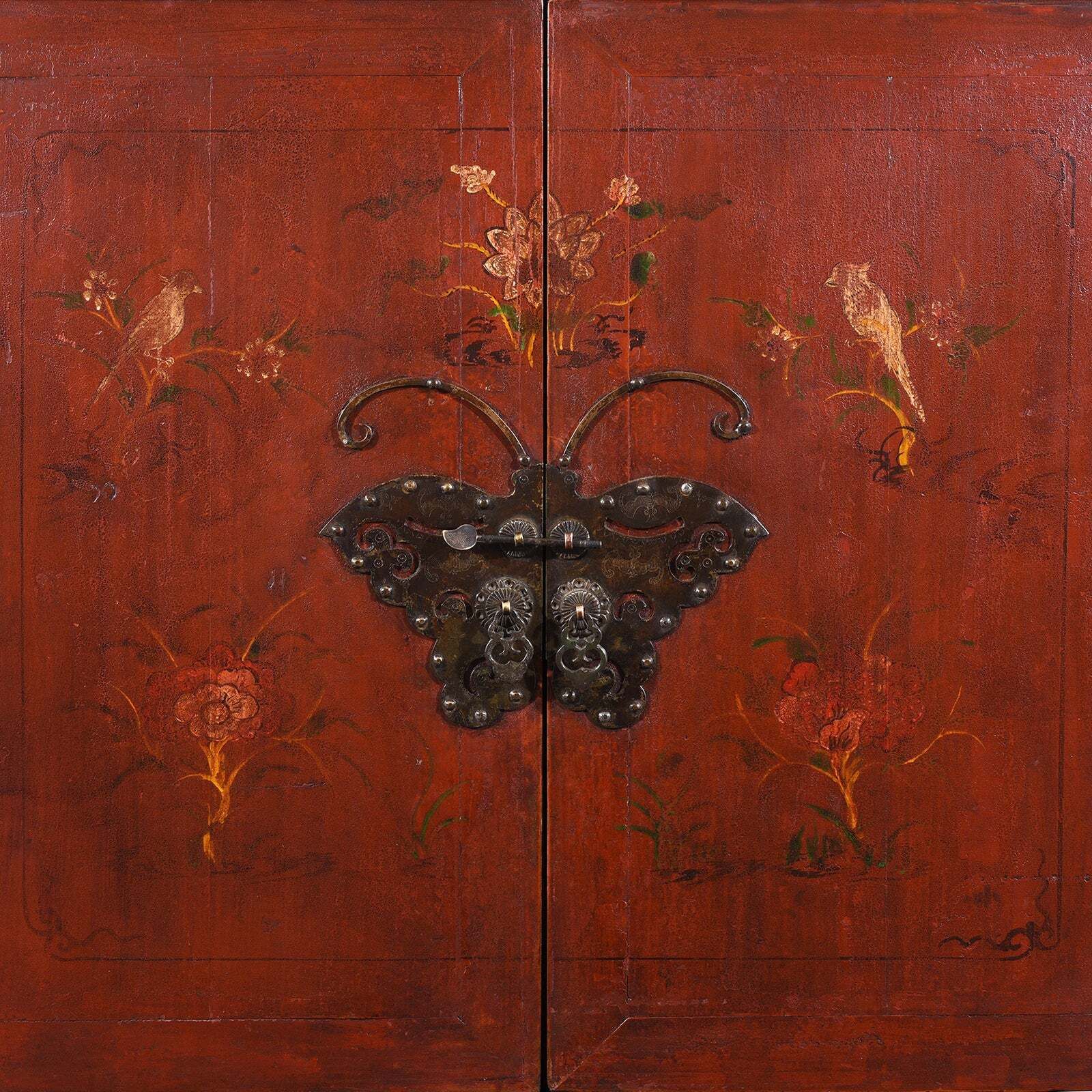 photo for sale Red Lacquer Zhejiang Wedding Cabinet   19th Century