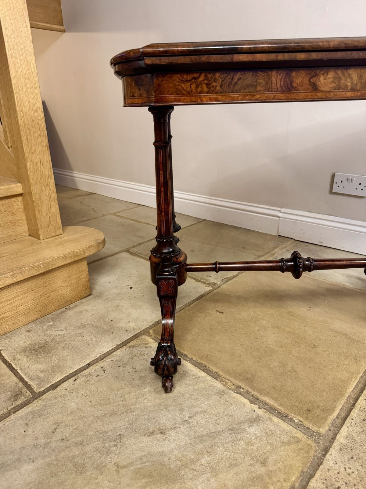 Fantastic Quality Antique Burr Walnut Marquetry Inlaid Card Table photo buy