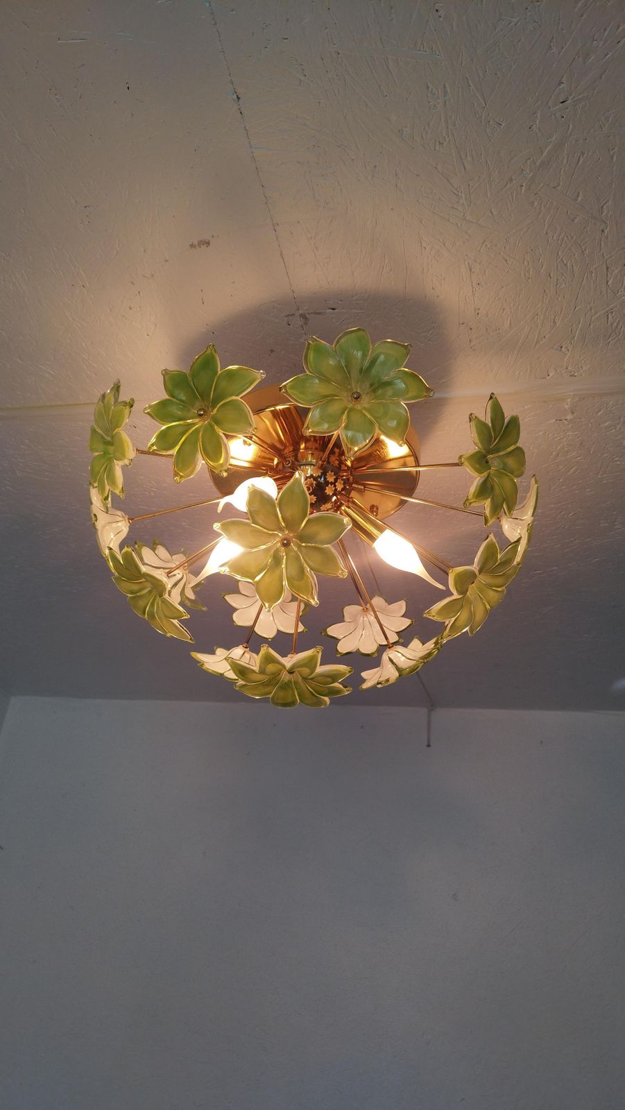 photo for sale Chandelier Green Murano Styled Glass Flower Sputnik Flush Mount Light