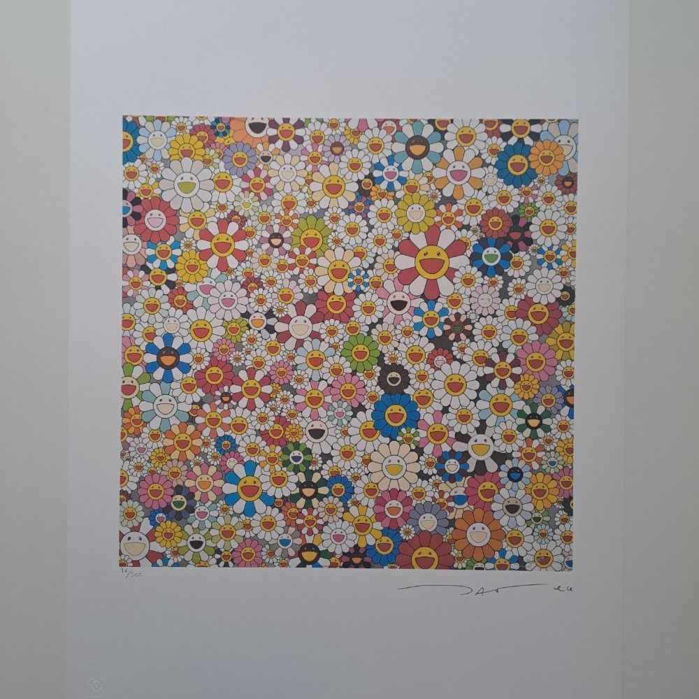 Murakami Takashi Signed Field Of Smiling Flowers Certificate photo for sale