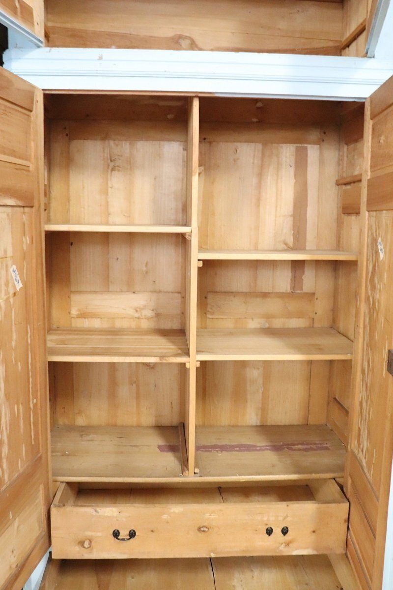 Furniture Antique Wardrobes In Lacquered Fir And Poplar Wood, 1800s, Set Of 2 photo