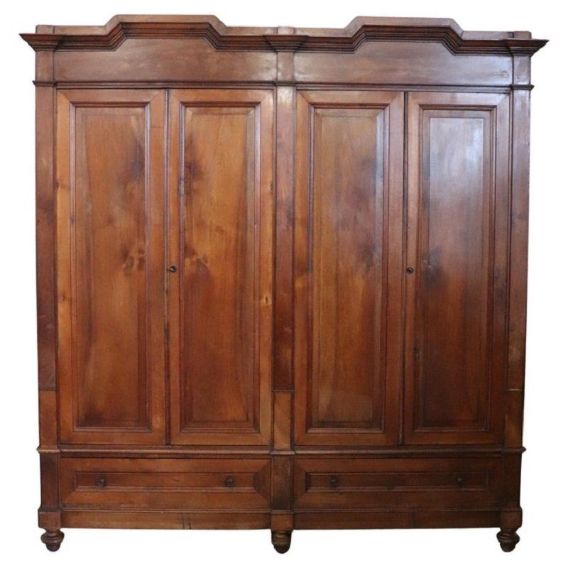 Large Antique 19th Century 4 Door Wardrobe In Walnut