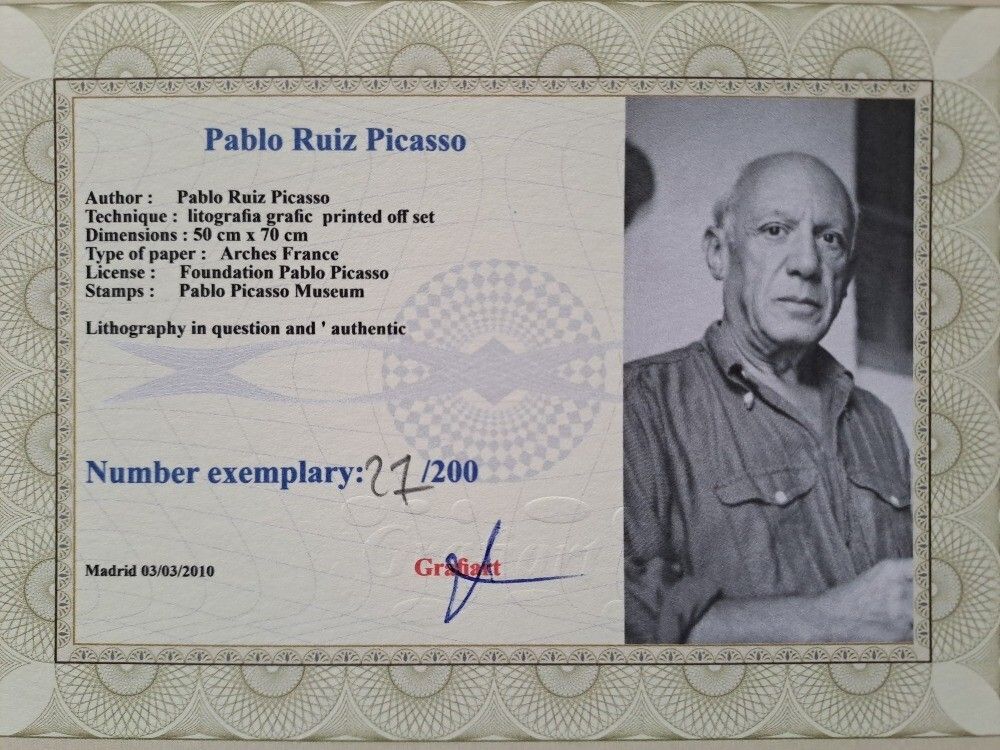 Pablo Picasso Signed Dora Maar Certificate Spadem Paris photo for sale
