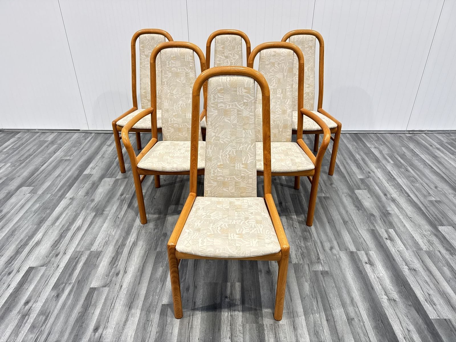 Danish Dining Chairs In Teak With Fabric Seats By Kvist, Set Of 6 photo buy