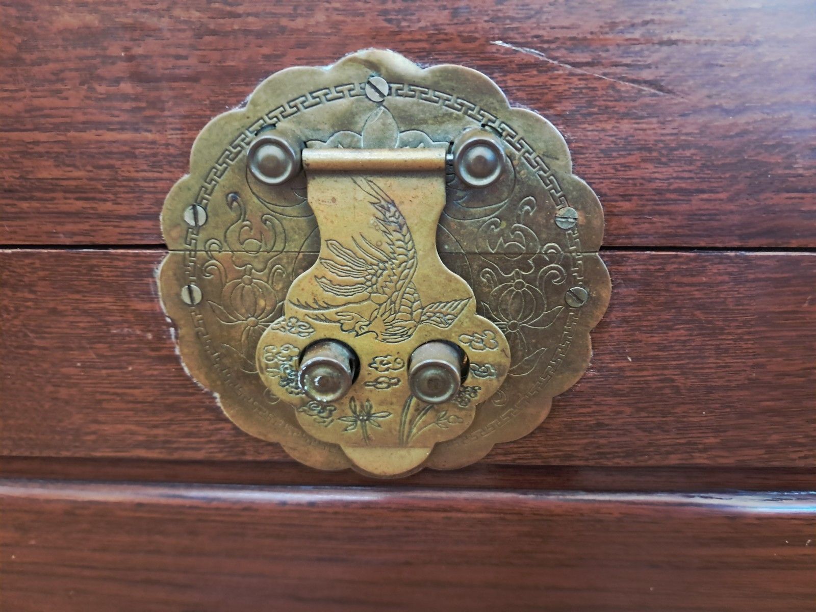 photo for sale Antique Large Camphor Wood Trunk  Asian Oriental Carved Chest /  Trunk / Coffee