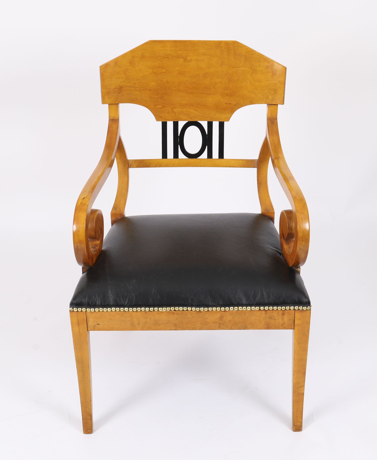Antique Pair Swedish Biedermeier Birchwood Ebonized Armchairs 19th Century photo furniture