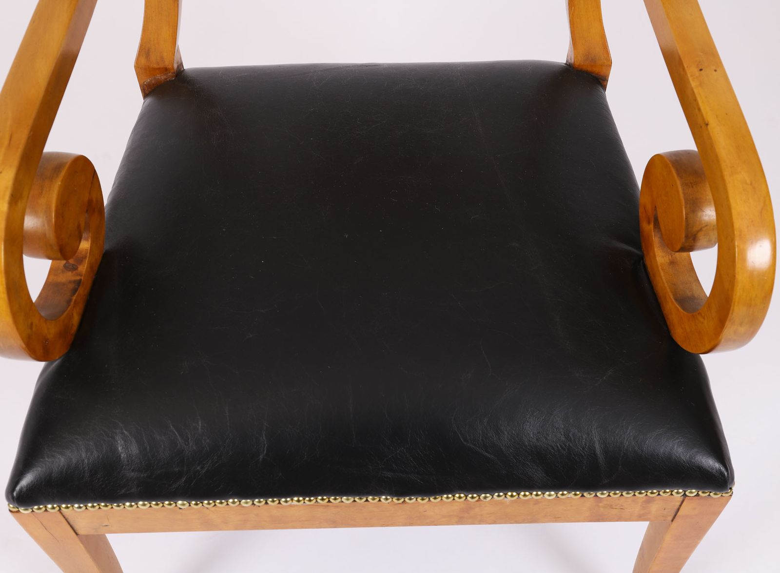 Antique Pair Swedish Biedermeier Birchwood Ebonized Armchairs 19th Century photo vinterior