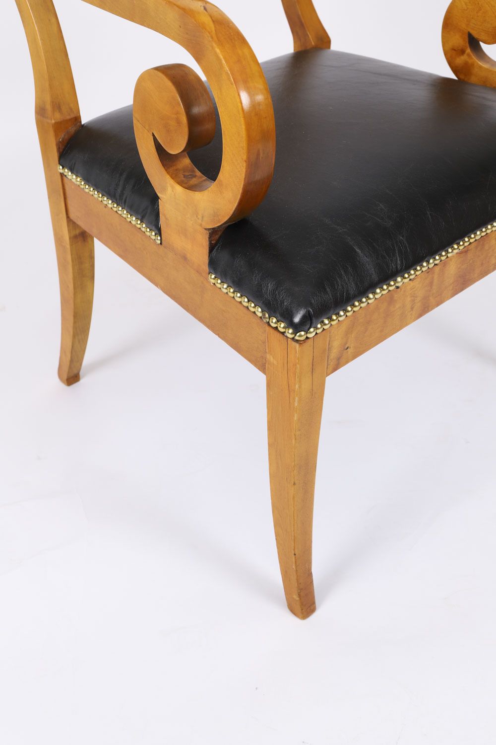 Antique Pair Swedish Biedermeier Birchwood Ebonized Armchairs 19th Century photo buy
