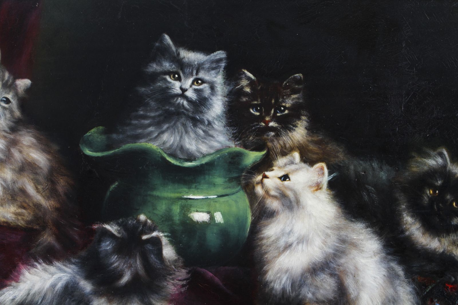 Antique Painting By Agnes Augusta Talboys Of Persian Kittens  19th C photo for sale