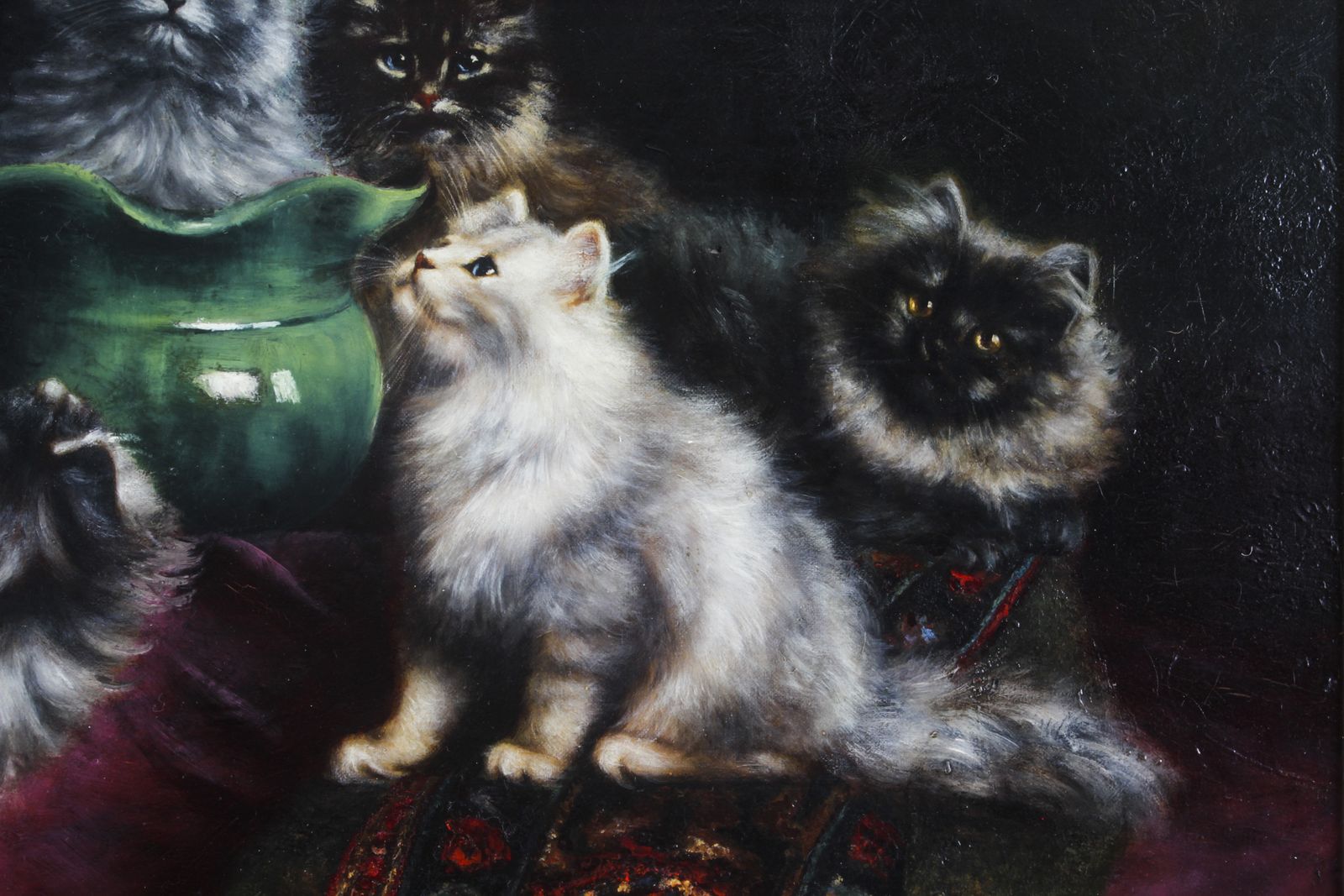 Antique Painting By Agnes Augusta Talboys Of Persian Kittens  19th C photo 3950.0