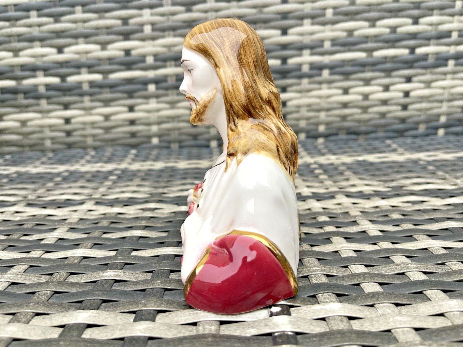 Vintage Italian Ceramic Jesus Christ Sacred Heart Bust 112 Sculpture Religious photo vinterior
