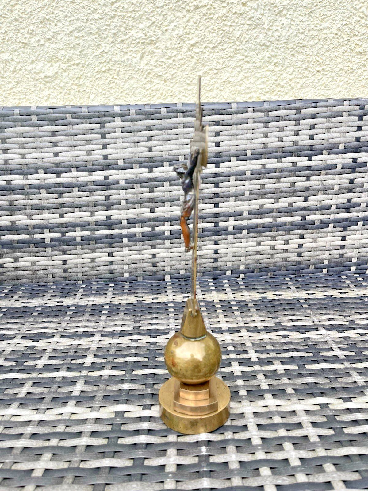 photo for sale Art Deco Brass & Bronze Freestanding Altar Crucifix Church Cross Jesus French ?
