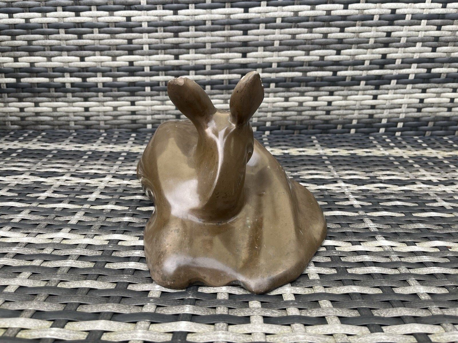 Large 50's Art Deco Style Signed Richard Fisher Bronze Resin Fawn Deer Sculpture photo vintage
