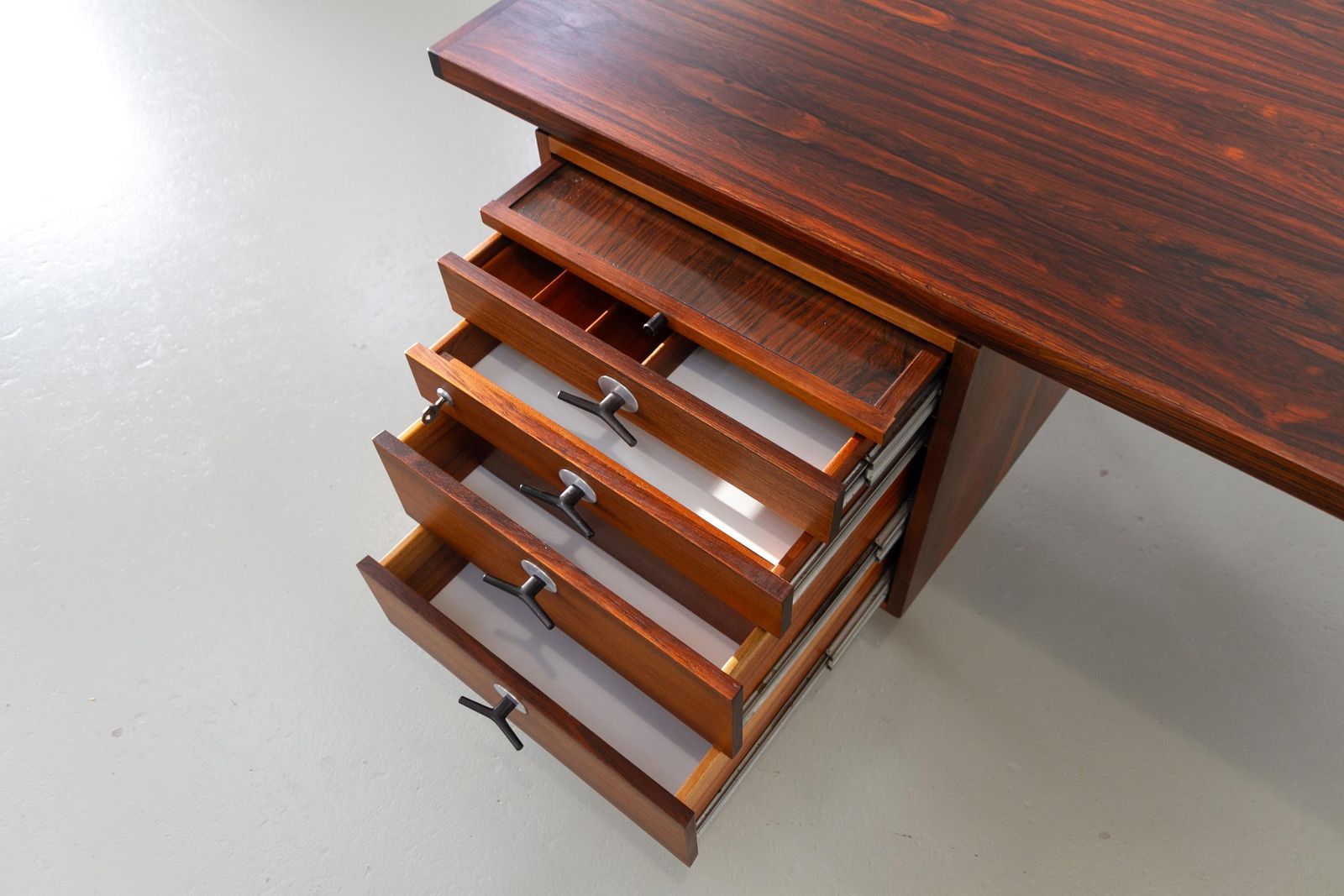 Mid Century Rosewood Executive Desk With Y Pulls By Jens Risom, 1960s. photo Furniture