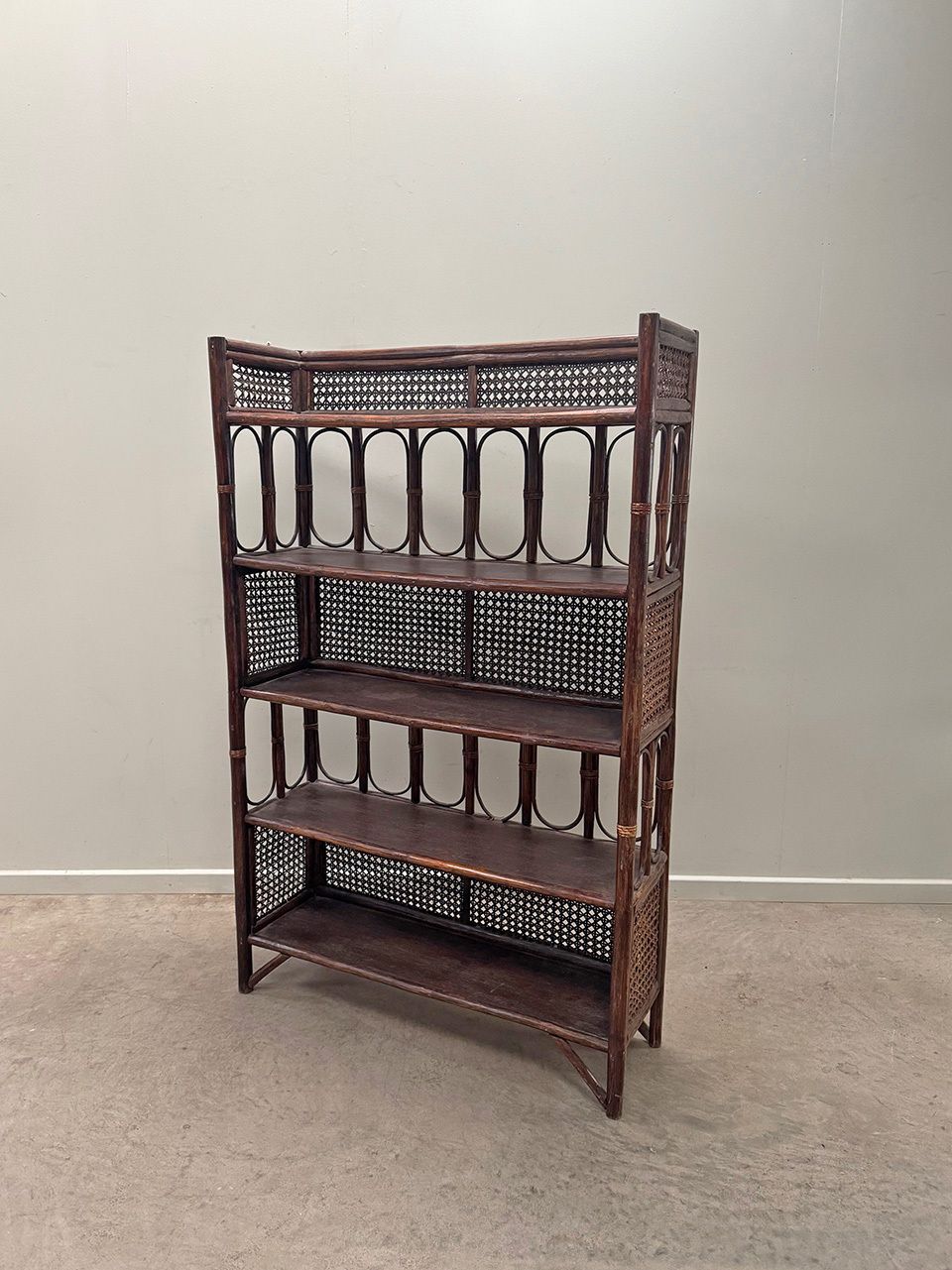 Large Caned Shelves, 1970s, Vintage