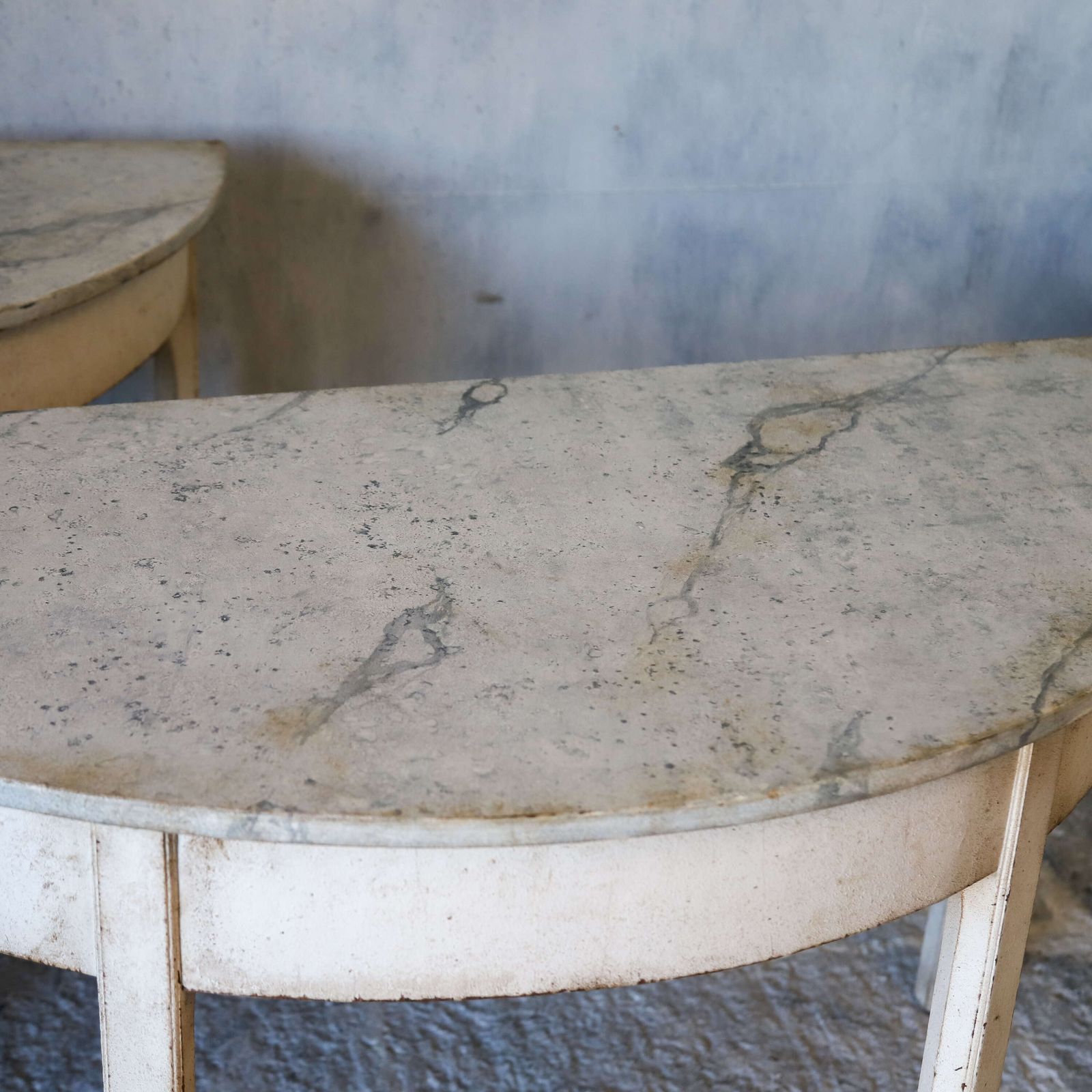 ​​​​​​​Pair Of Stylish Antique Georgian Demi Lune Console Tables With Marlborough Legs photo vinterior