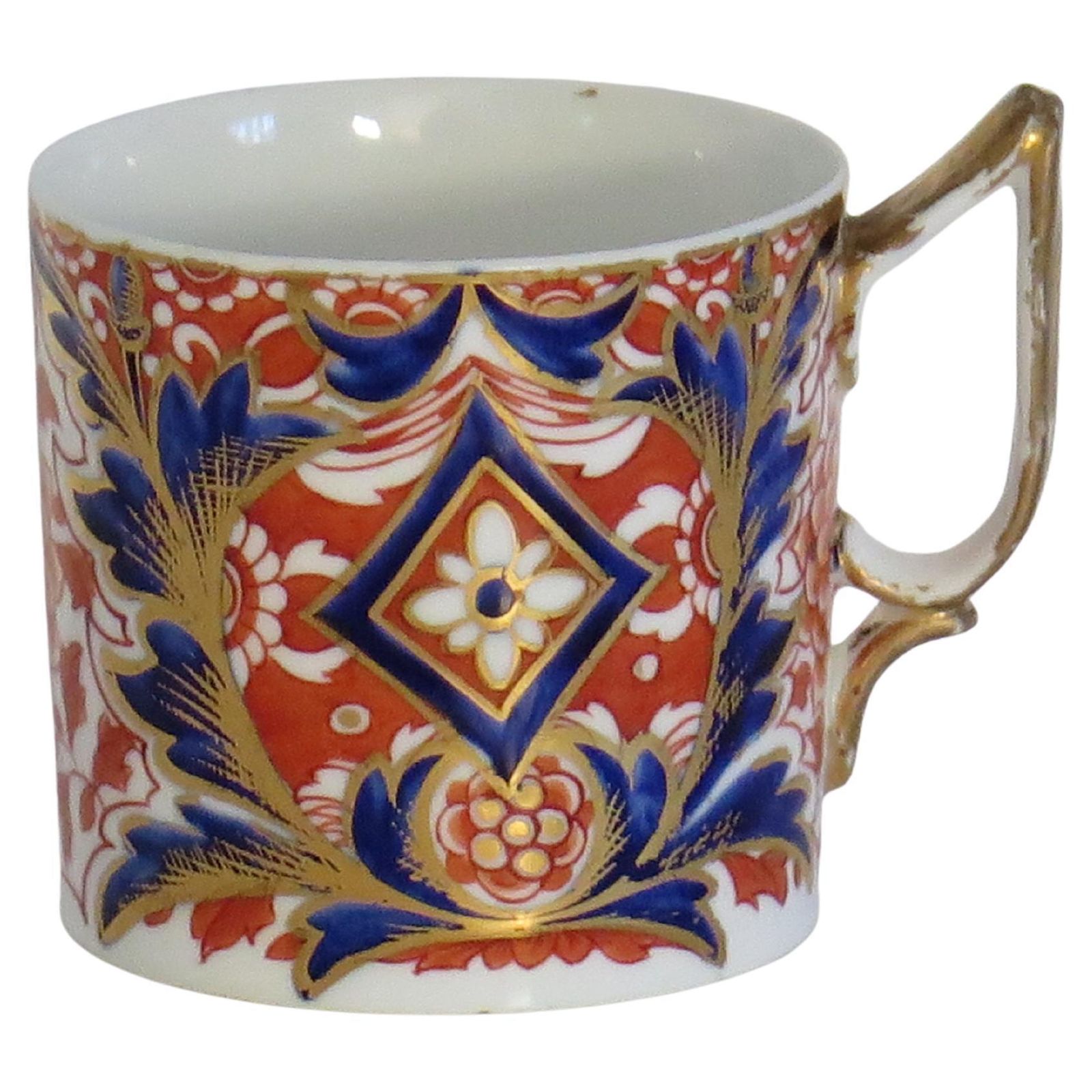 Georgian Derby Porcelain Coffee Can Rare Ear Handle Acanthus Imari Ptn, Ca 1810