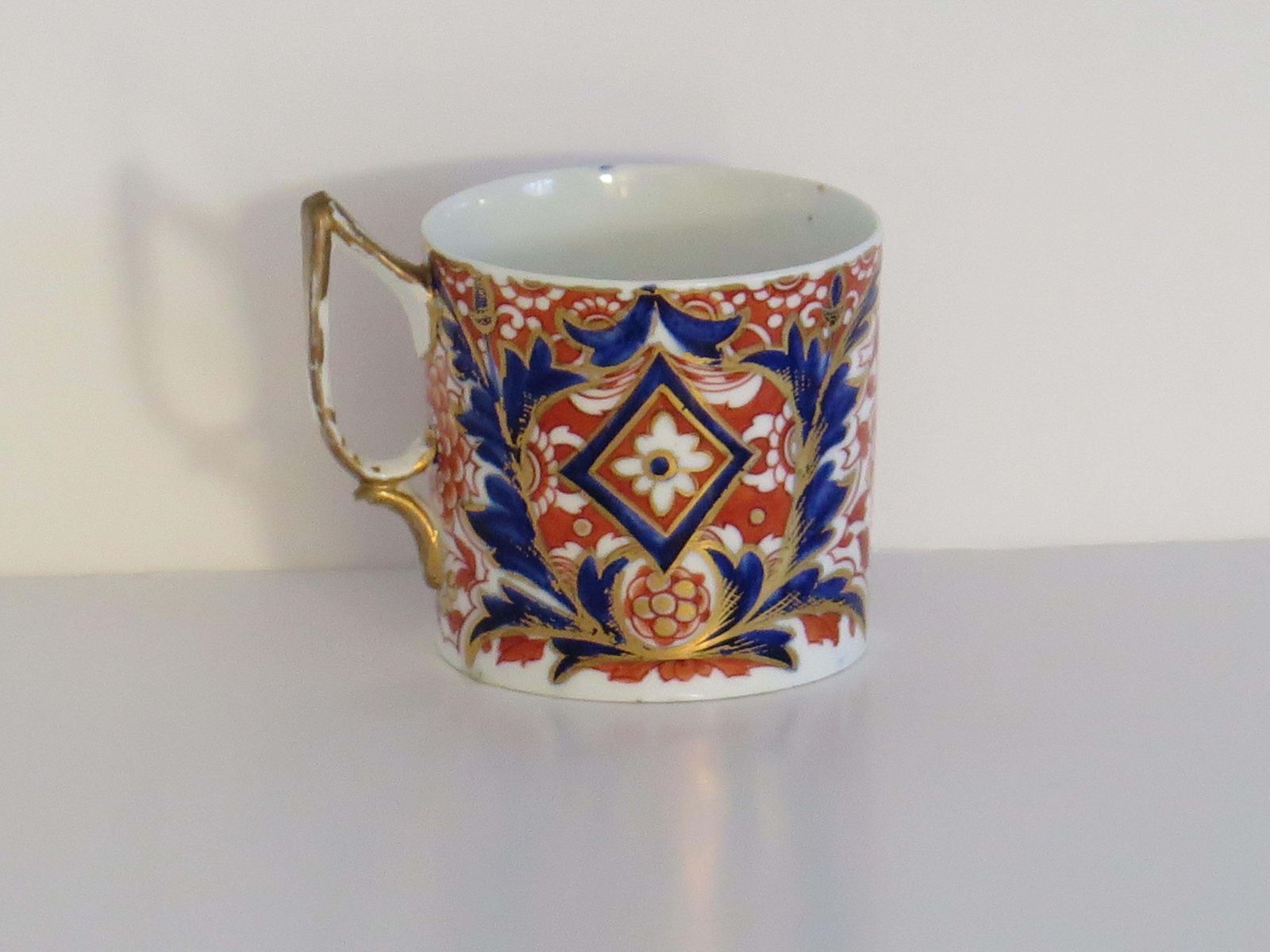 Georgian Derby Porcelain Coffee Can Rare Ear Handle Acanthus Imari Ptn, Ca 1810 photo furniture