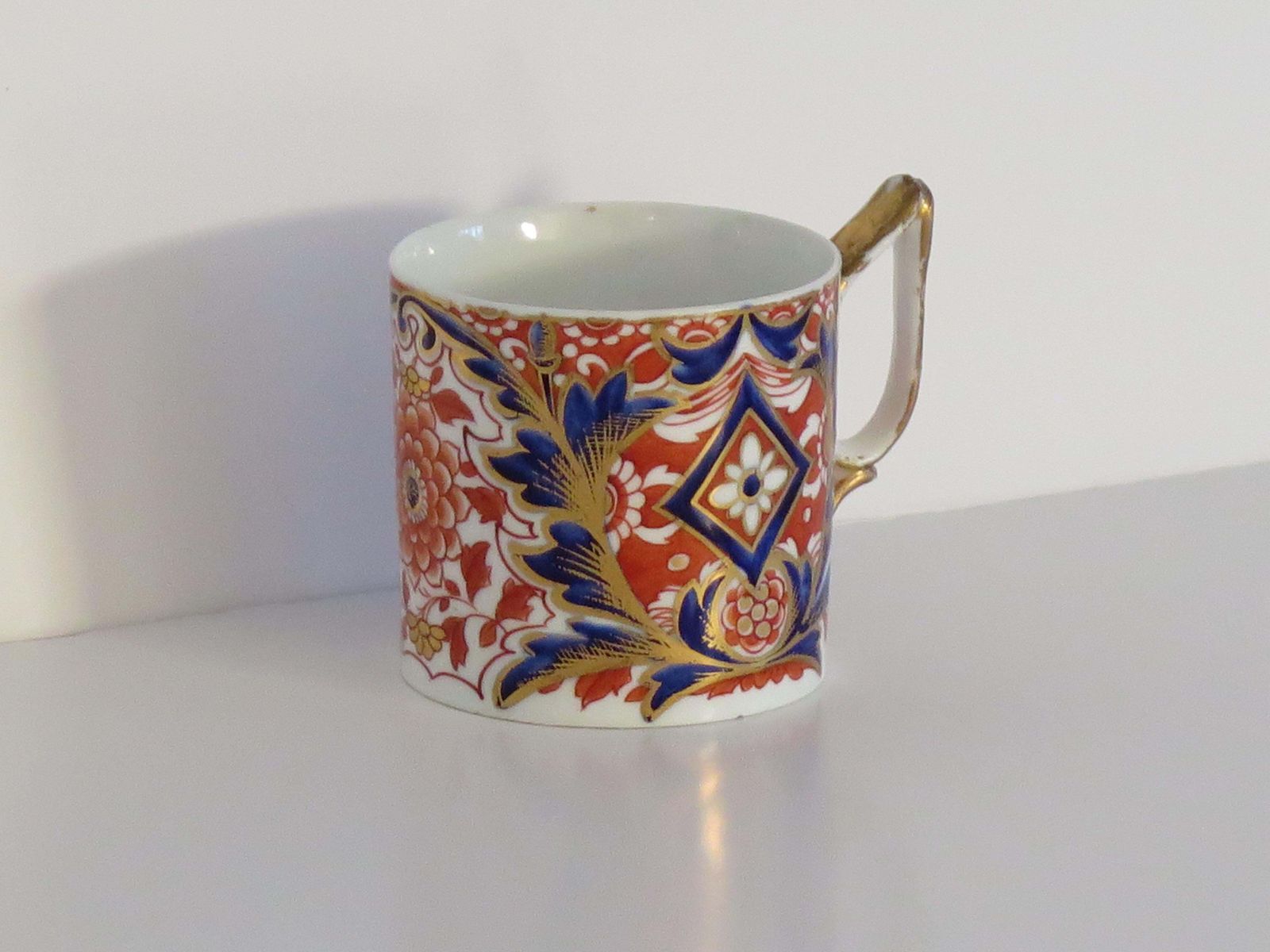 Georgian Derby Porcelain Coffee Can Rare Ear Handle Acanthus Imari Ptn, Ca 1810 photo Home Decor