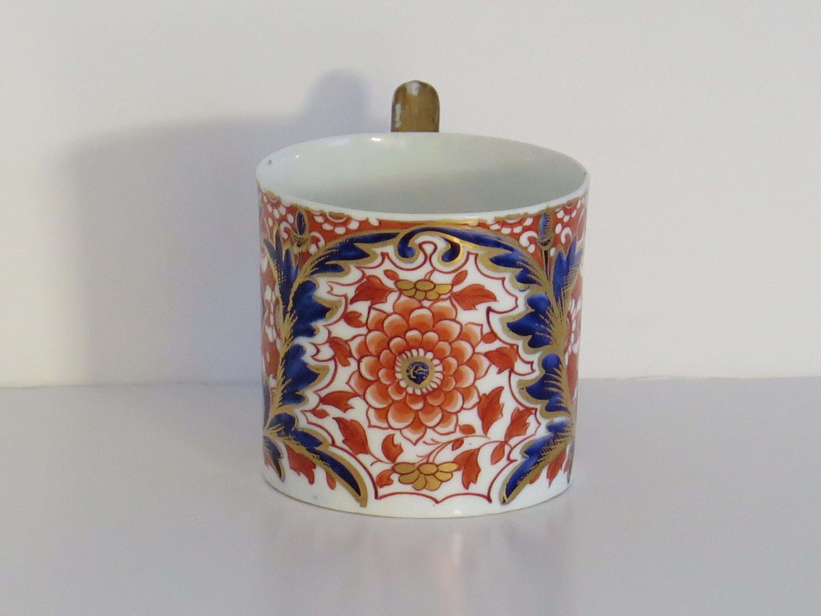 Georgian Derby Porcelain Coffee Can Rare Ear Handle Acanthus Imari Ptn, Ca 1810 photo vinterior