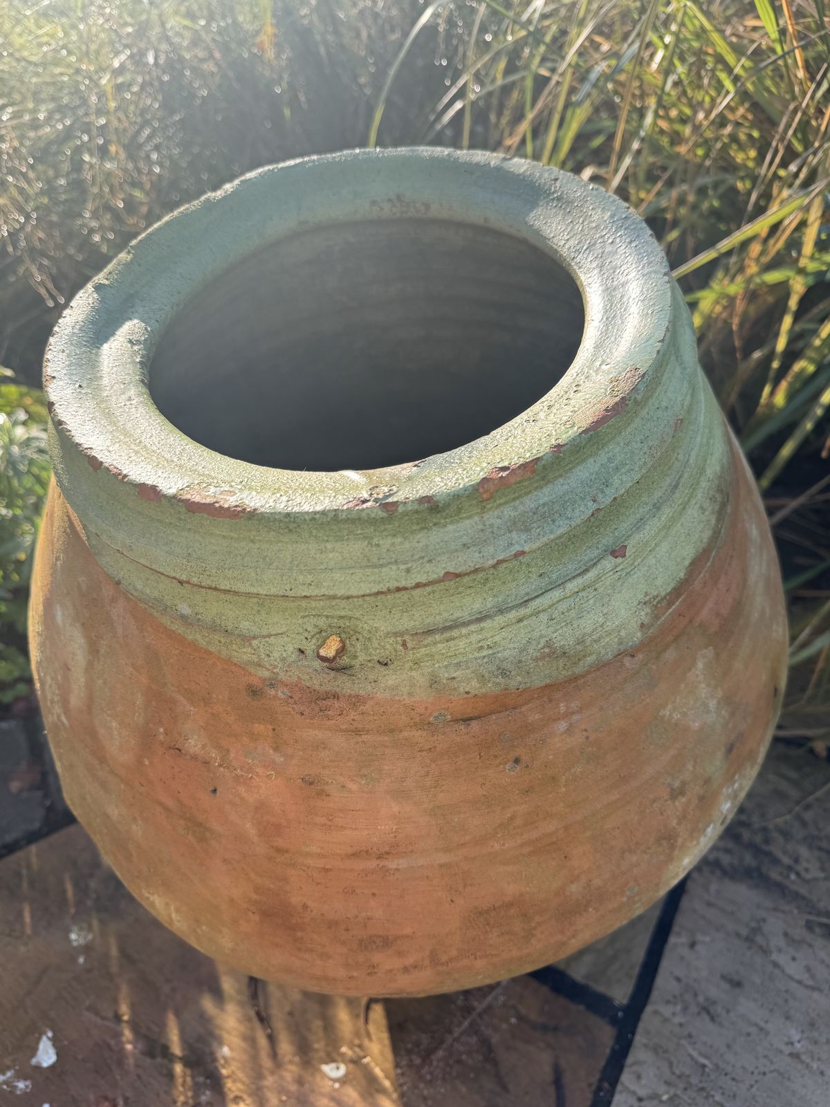 Turkish Terracotta Vase, Turkish Olive Jar, Rustic, Glazed Pottery, Home Gift photo for sale